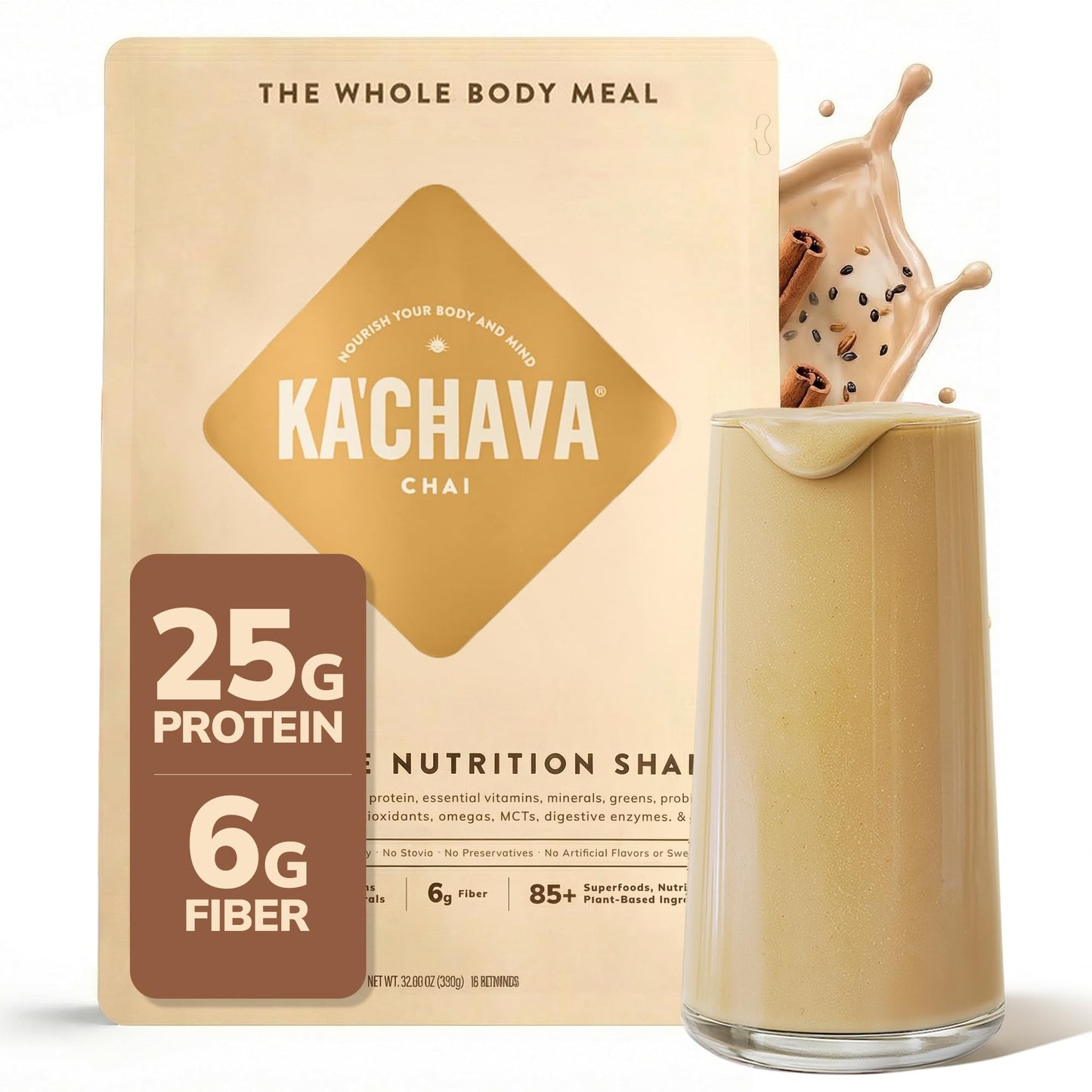 Ka’Chava Whole Body Meal Shake Chai Powder 32