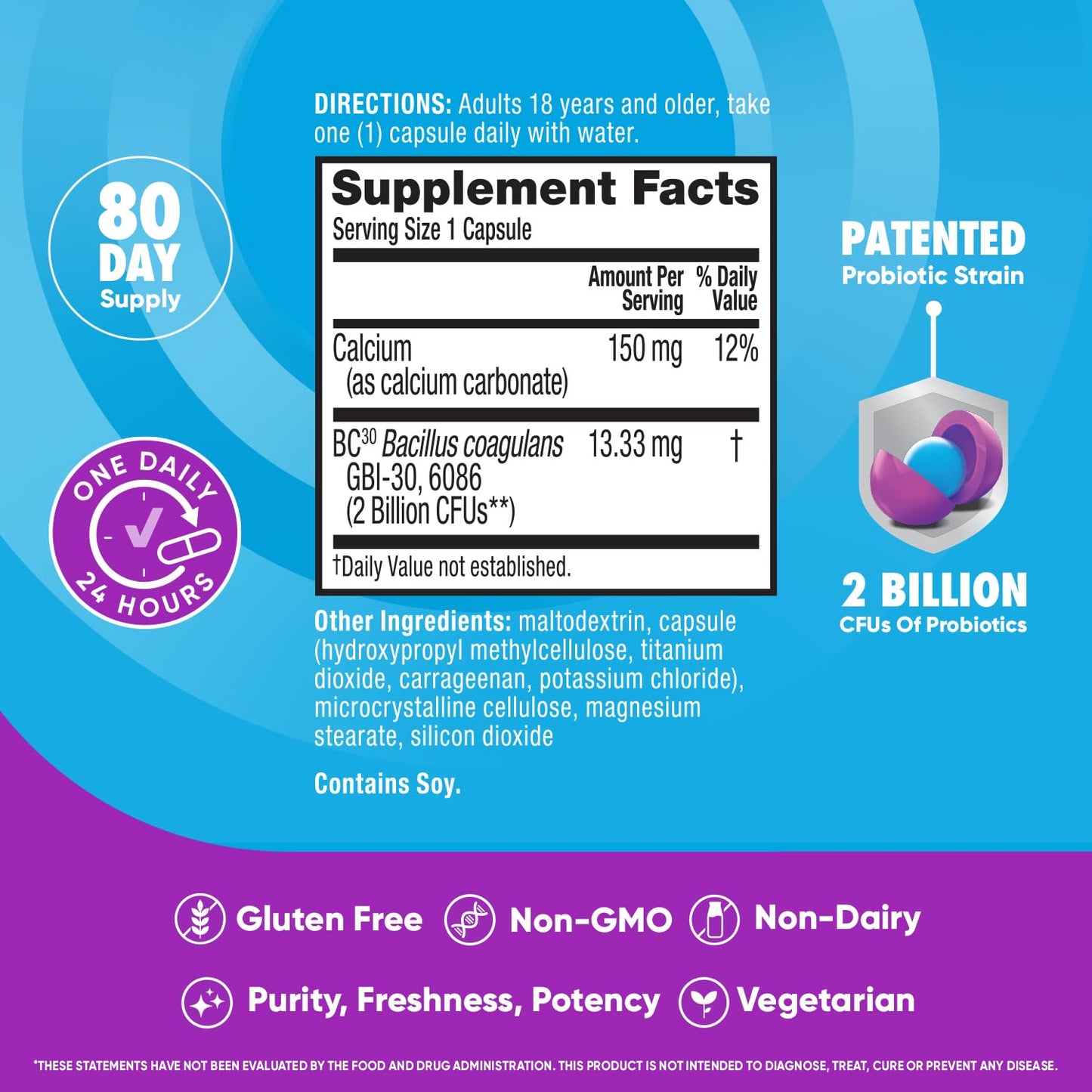 Digestive Advantage Probiotics for Digestive Health Capsules, 80 Capsules
