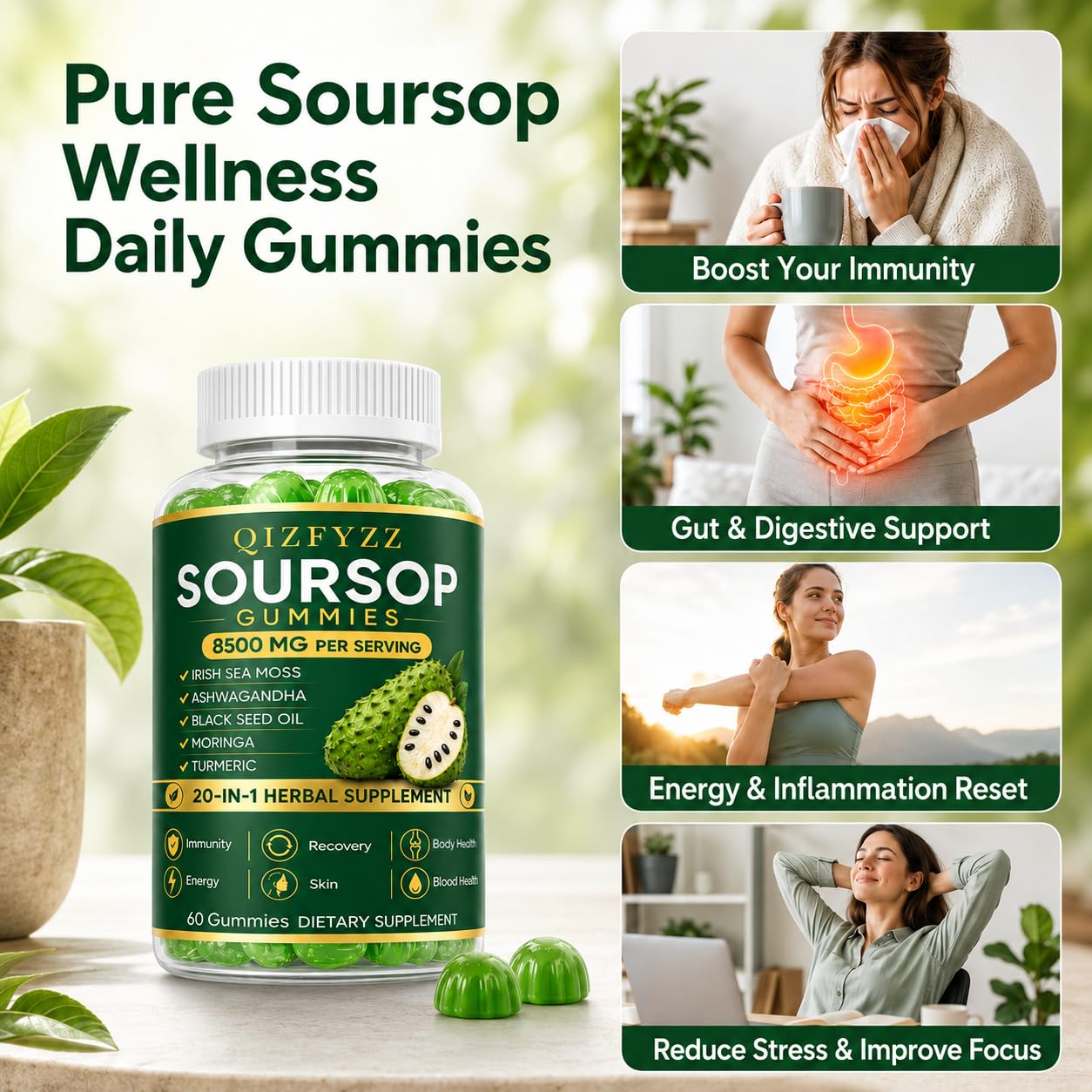 Aacnre Qizfyzz Soursop Gummies, Gummy, 1 Count