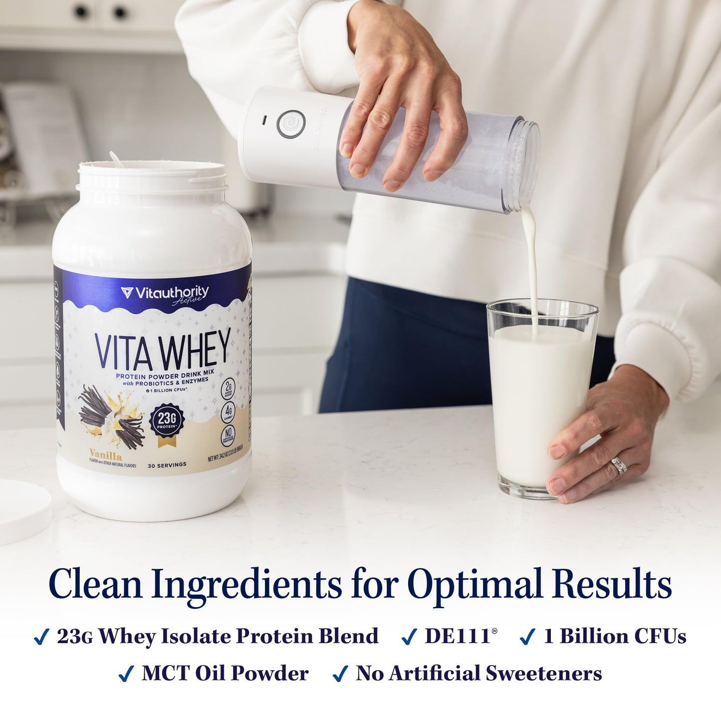 Vitauthority Whey Protein Powder for Women, Whey Isolate with Probiotics & Enzymes, Salted Caramel Flavor, 35.2 oz