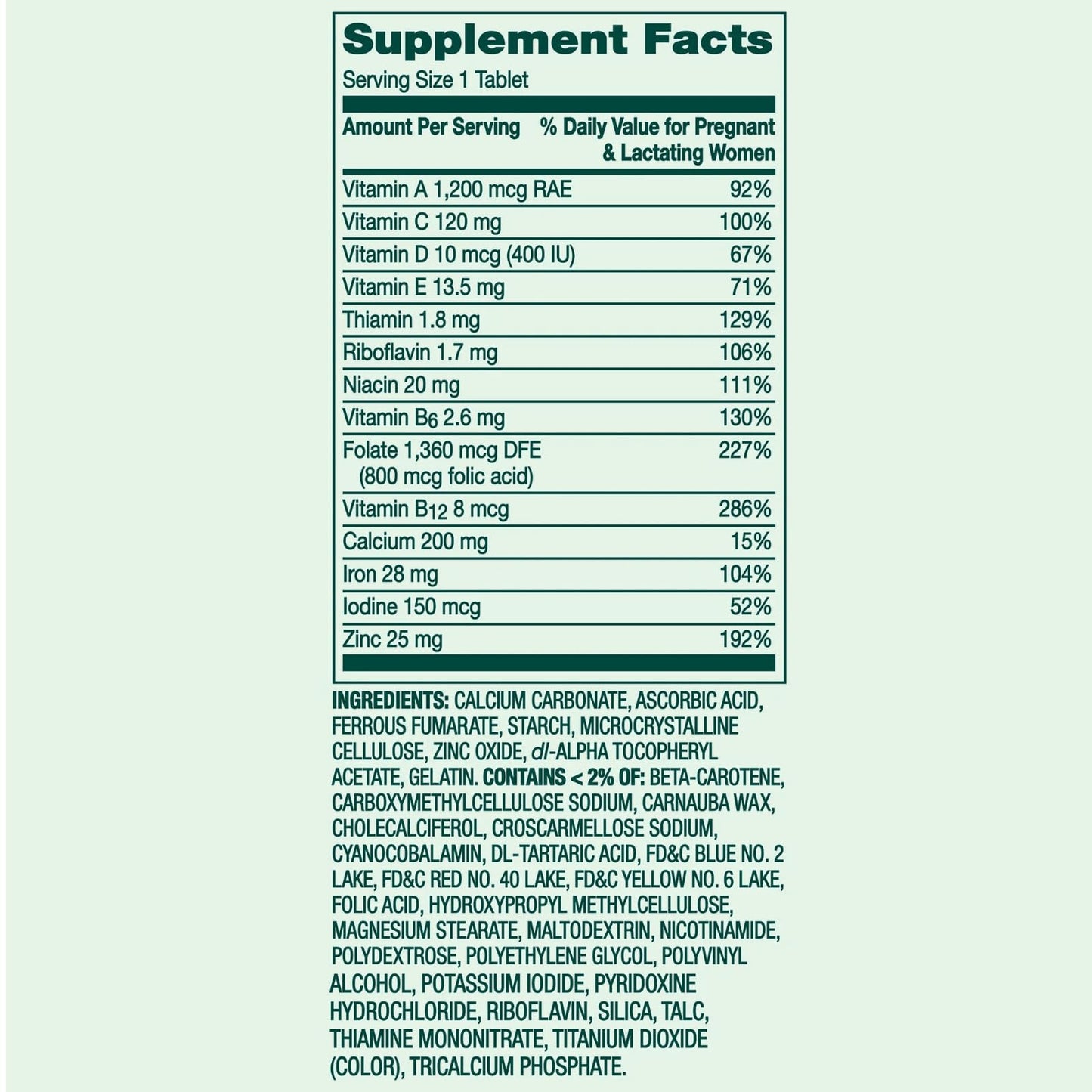 Generic Prenatal Multivitamin 100 Tablets