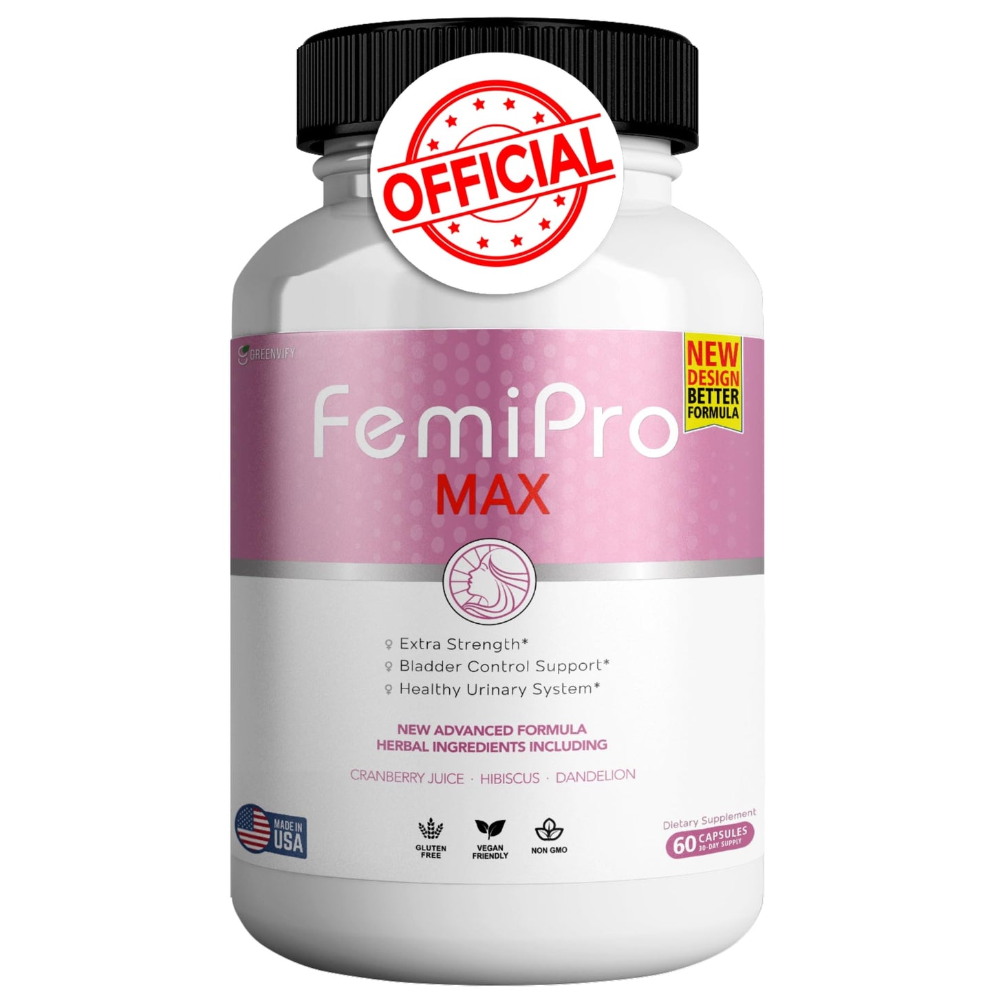 FemiPro MAX Women's Urinary Support Supplement Capsules, 60 Count