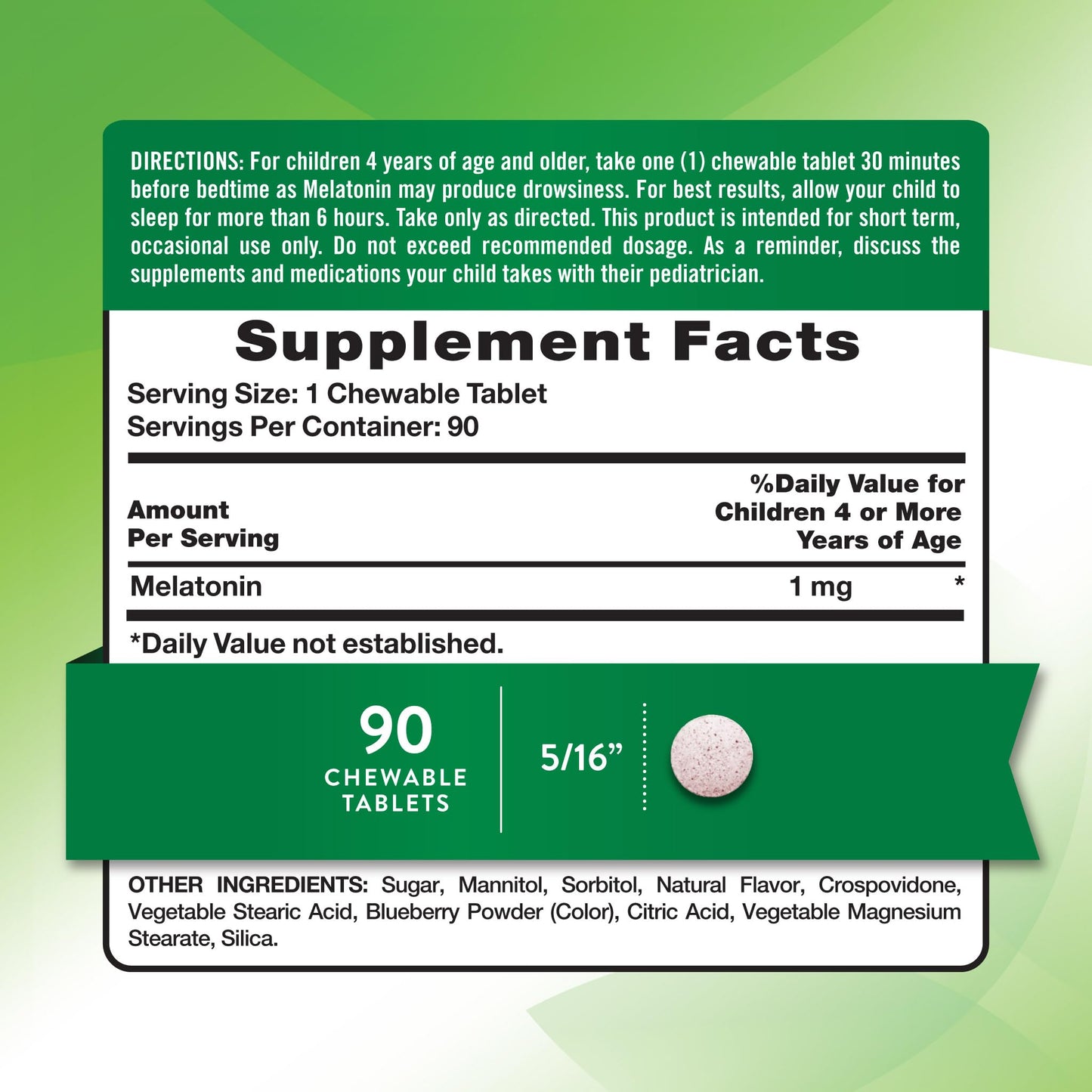 Nature's Truth Kids Melatonin Chewable Tablets 90 Count