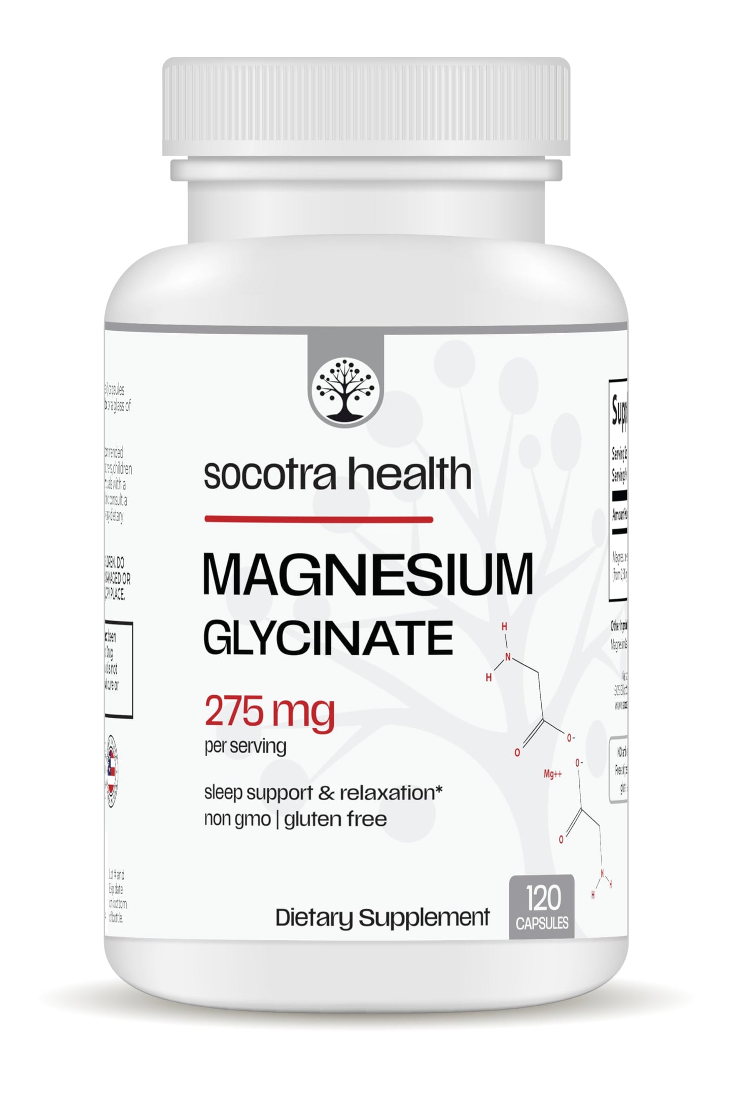 Socotra Health Magnesium Glycinate - High Absorption Magnesium Supplement for Sleep, Relaxation - Chelated - Gluten Free, 120 Capsules