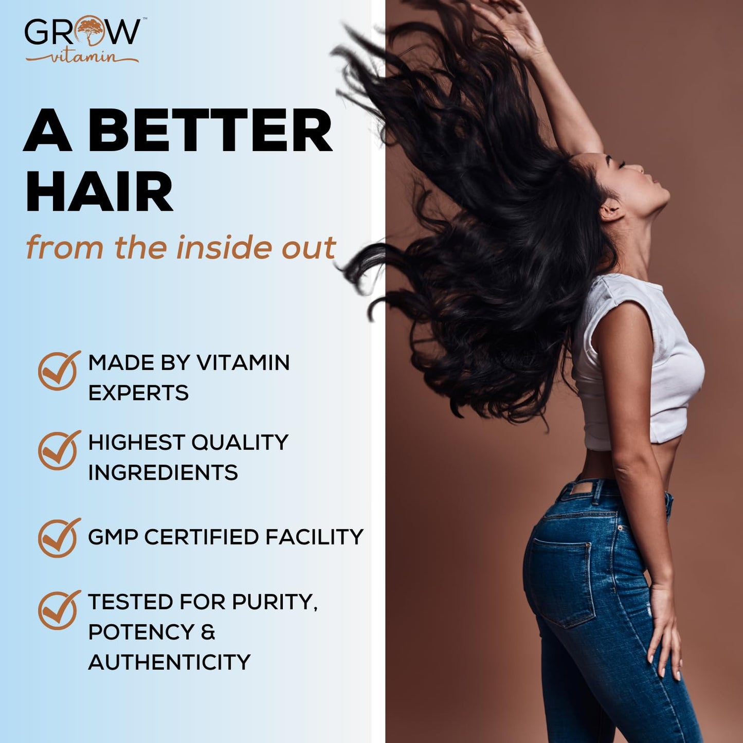 grow vitamin All in One Hair Formula for Men & Women - Advanced Hair Formula Includes Biotin, Saw Palmetto, DHT Blocker & Trace Minerals - Hair Supplement for Hair, Skin & Nails Gummy 90 Count