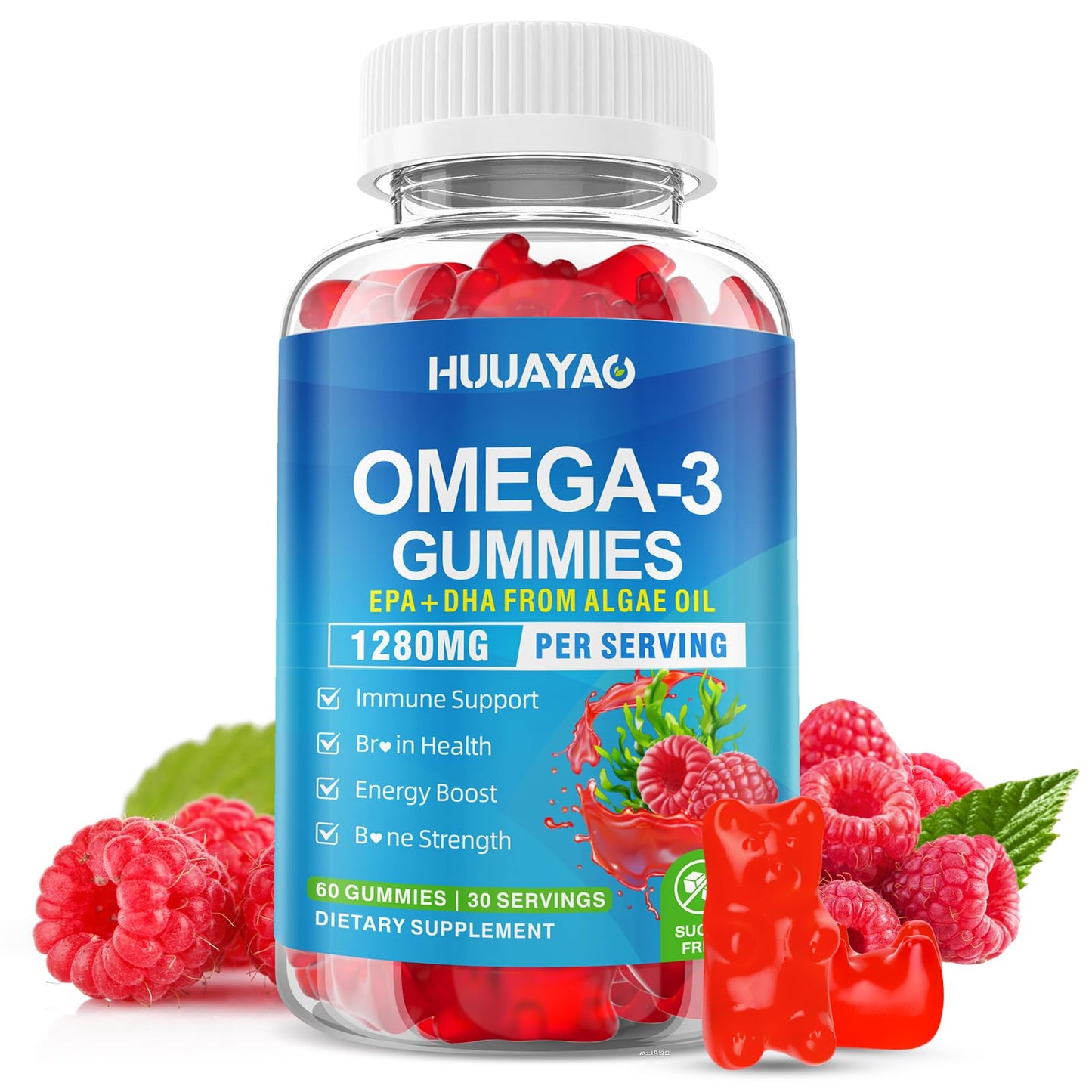 HUUAYAO Vegan Omega-3 Gummies Gummy 60 Count
