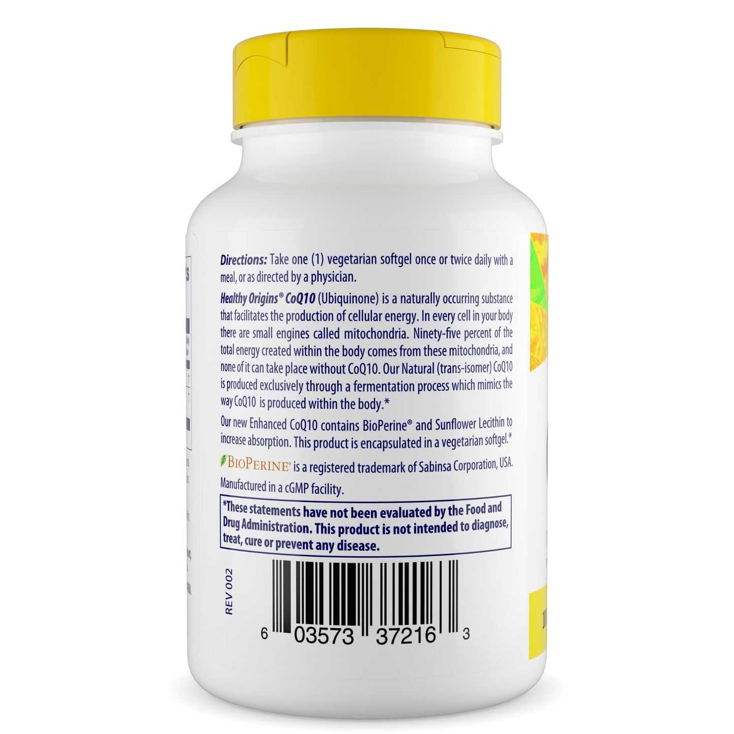 Healthy Origins Natural Enhanced CoQ10 (BioPerine) Softgels 60