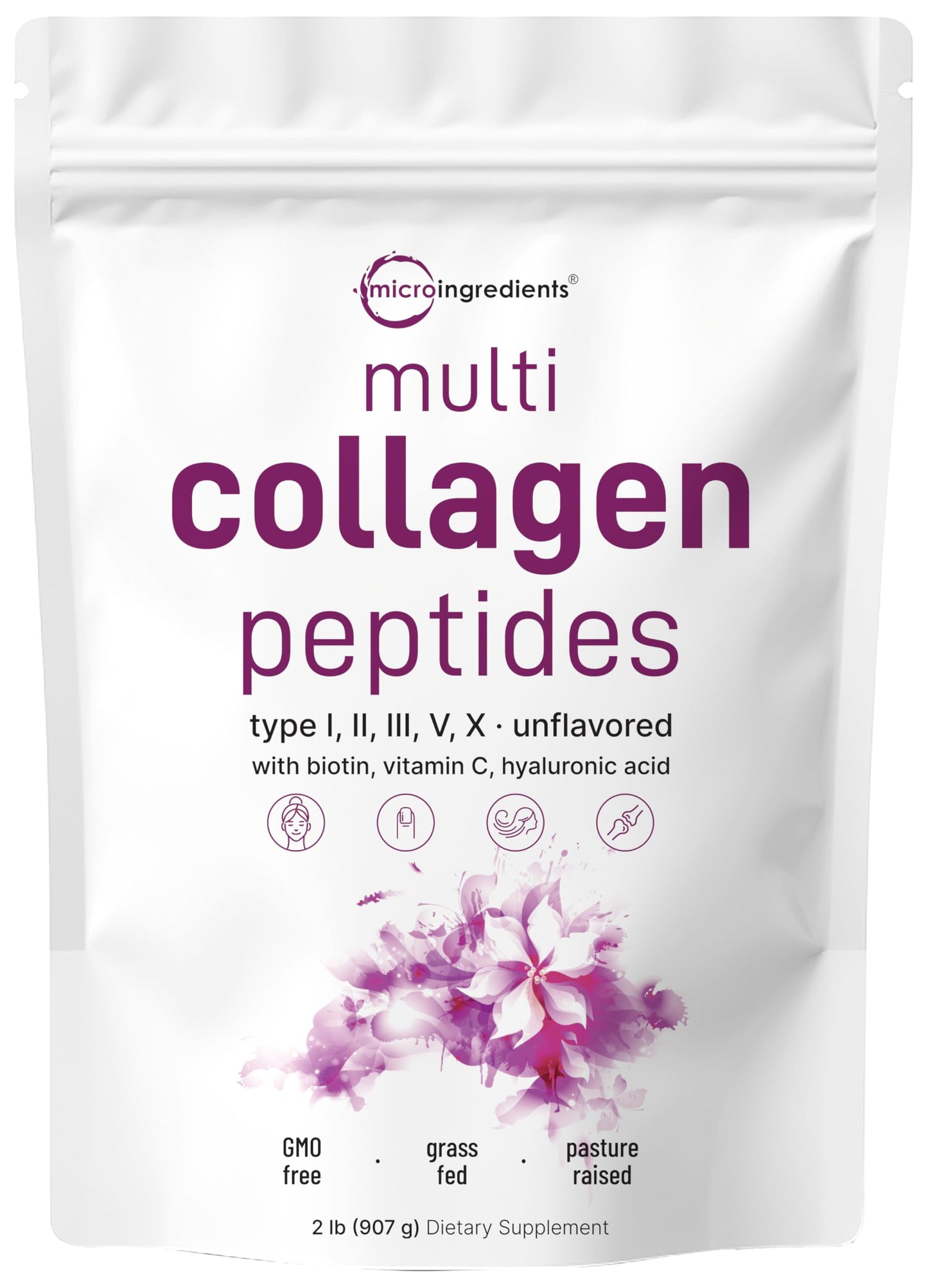 Micro Ingredients 8-in-1 Multi Collagen Powder & Women’s Probiotics 100 Billion CFU Veggie Capsules, 2 Pack, Hydrolyzed Peptides + Hyaluronic Acid & Vitamin C, 40 Strains + Cranberry & D-Mannose