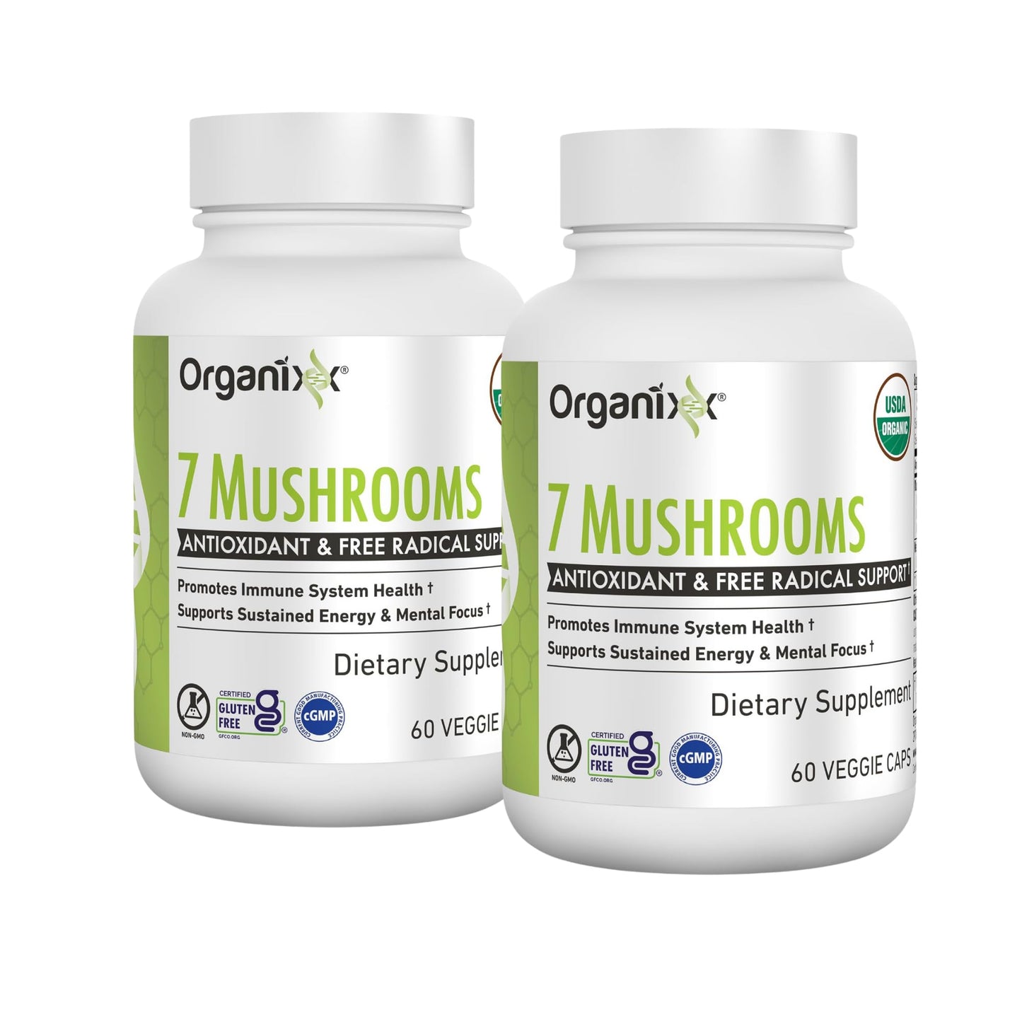 Organixx 7 Mushroom Supplement, Fermented, Immune Support Capsules, 120
