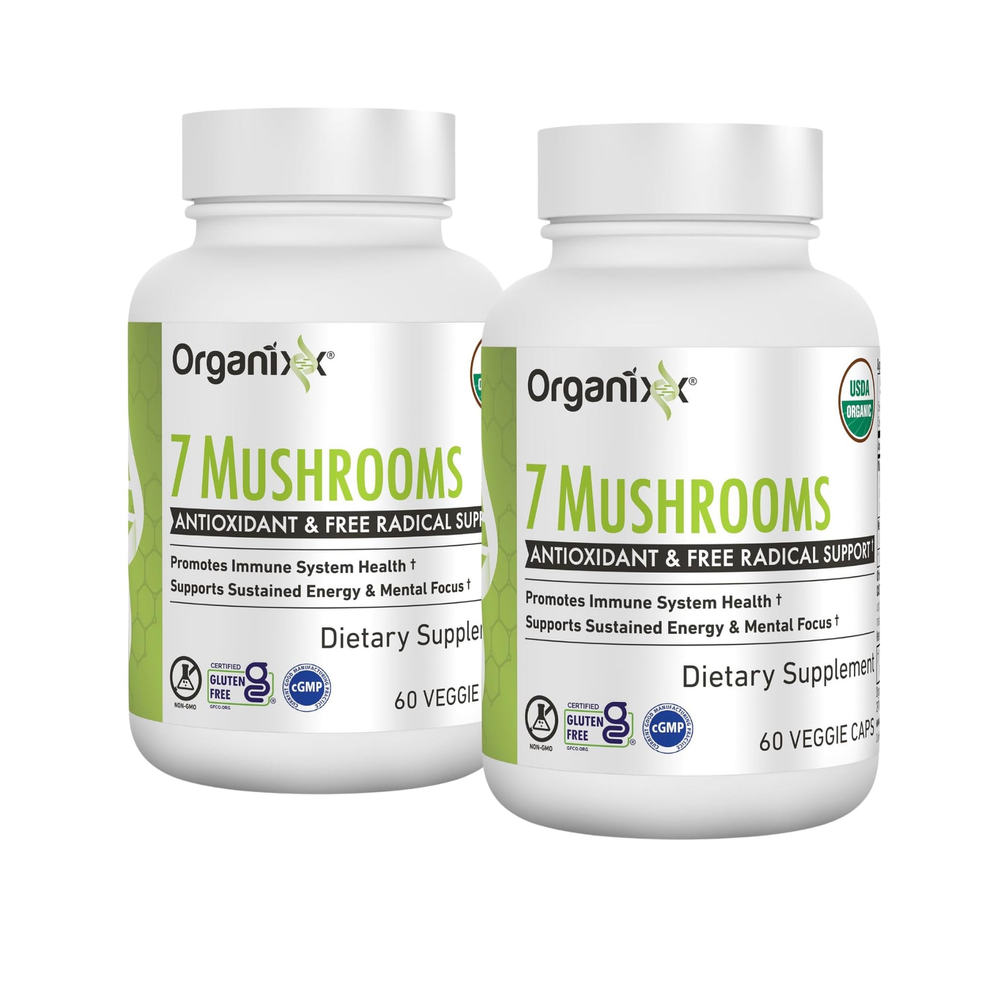 Organixx 7 Mushroom Supplement, Fermented, Immune Support Capsules, 120