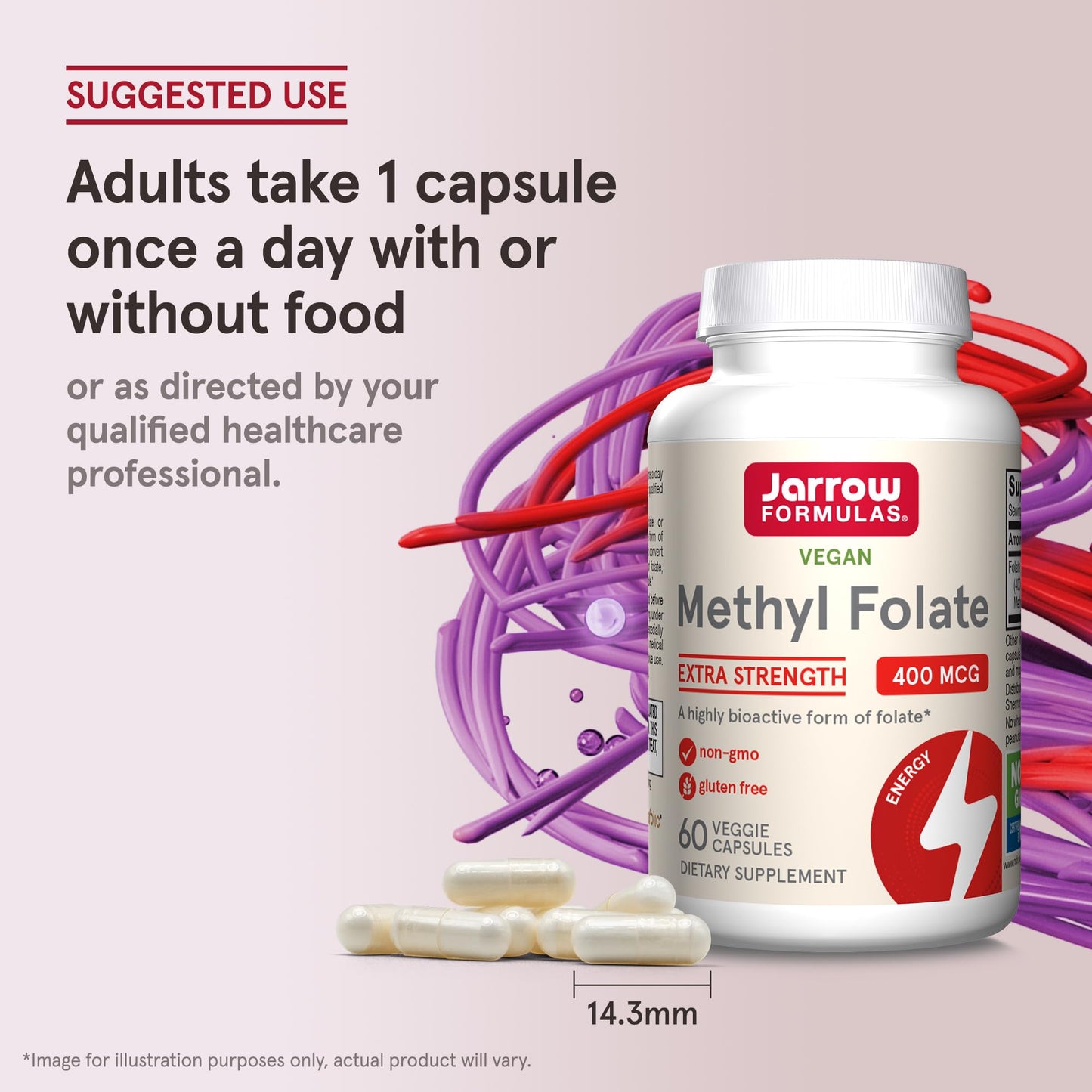 Jarrow Formulas Extra Strength Methyl Folate 400 mcg Capsule, 60 Count