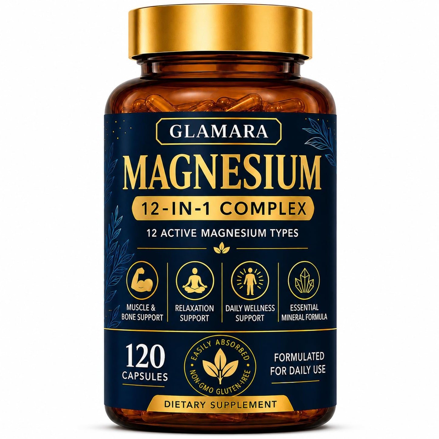 Glamara Magnesium 12 in 1 Complex Supplement 120 Capsules