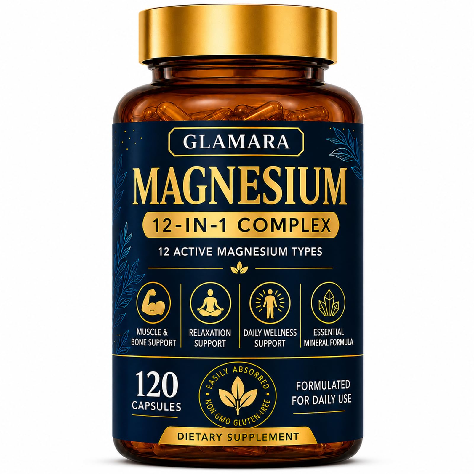 Glamara Magnesium 12 in 1 Complex Supplement 120 Capsules