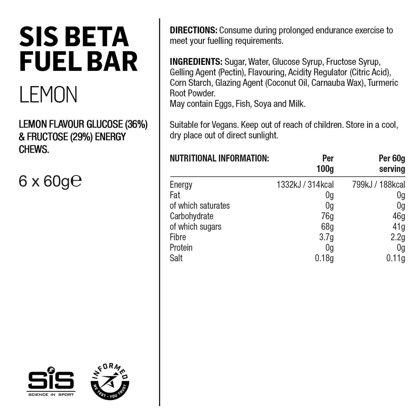 Science in Sport BETA Fuel Energy Chewable 6 Count