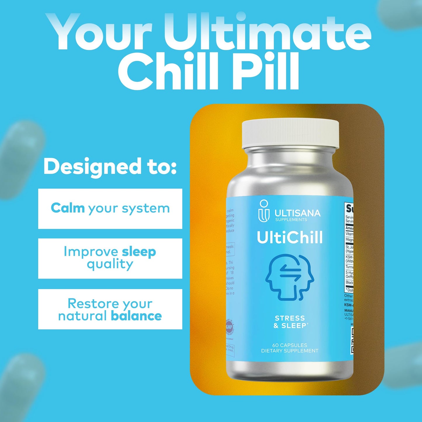 Ultisana UltiChill Stress Relief Supplement Capsules, 60 Capsules