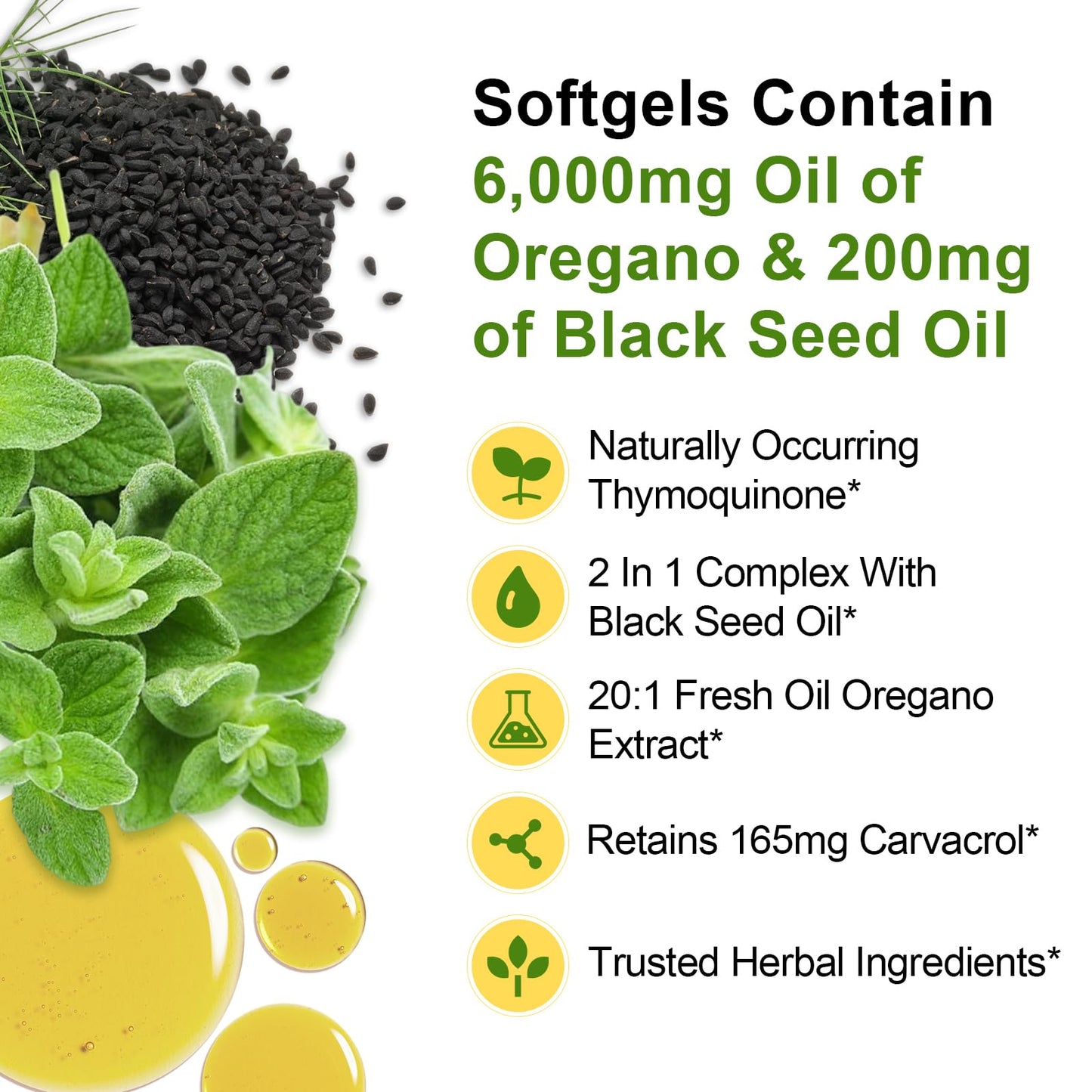 JulyDeer Oil of Oregano with Black Seed Oil Softgels, 120 Count