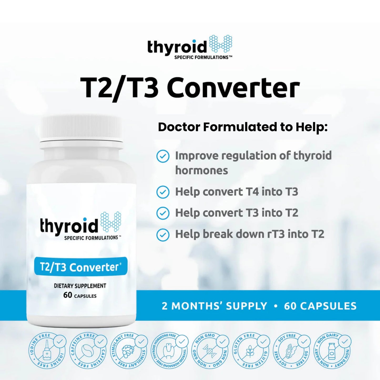 Thyroid Specific Formulations T2 T3 Conversion Booster 60 Capsules