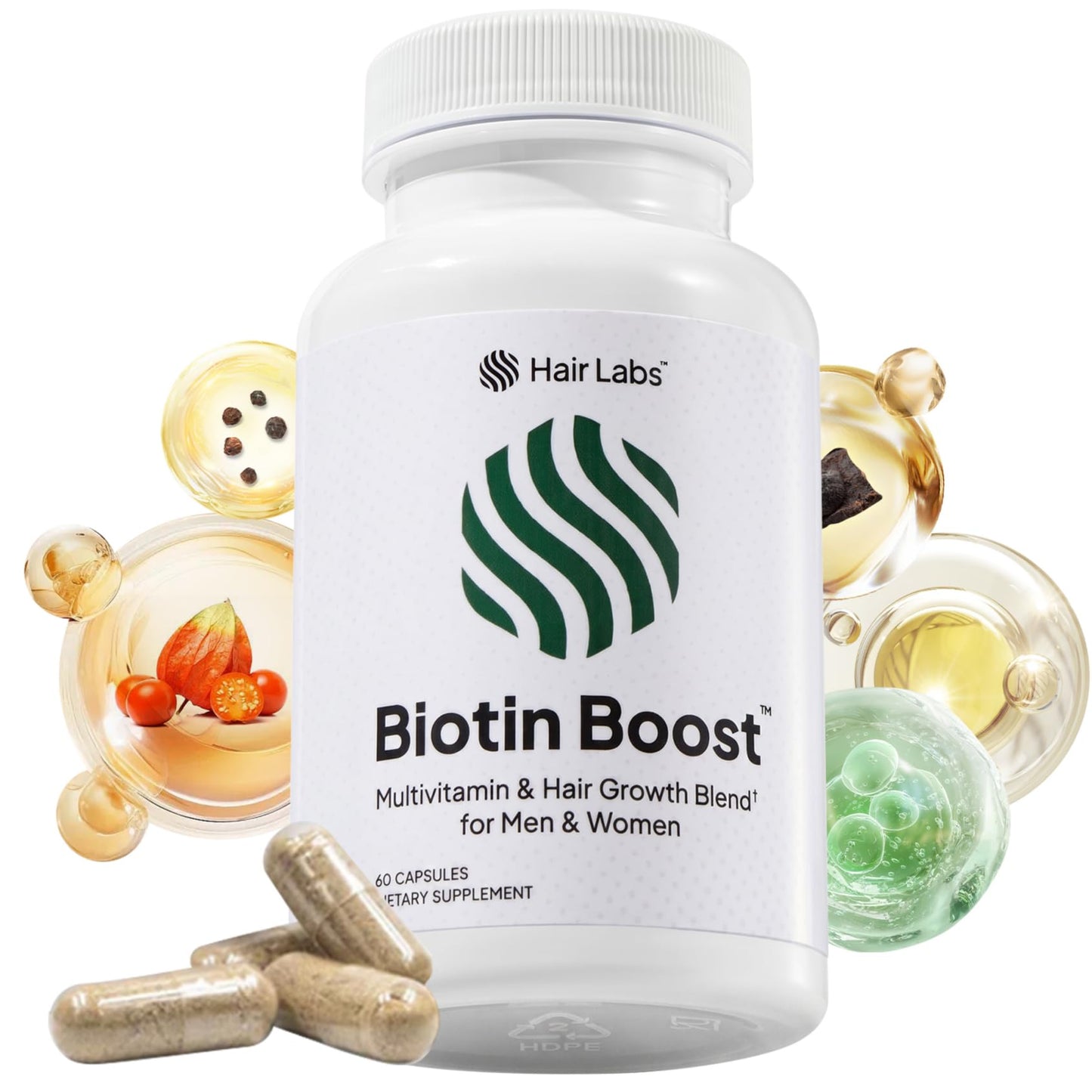 Hair Labs Biotin Boost 5000mcg Hair Growth Vitamins for Women with Saw Palmetto, Keratin & 8 Vitamins DHT Support Formula, Capsules, 60 Count