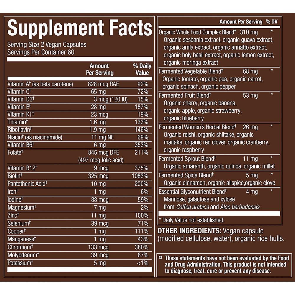 plnt Fermented Whole Food Women's Multivitamin Capsule, 120 Count