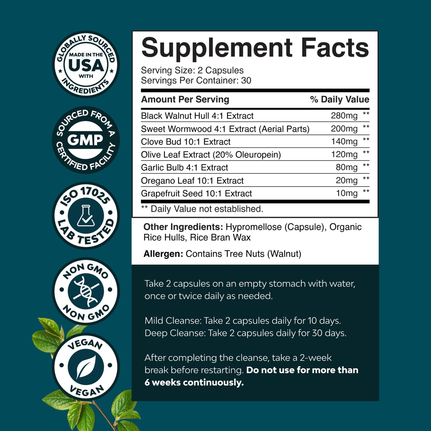 Natures Craft PARA-X Herbal Gut Health Supplement 60 Capsules
