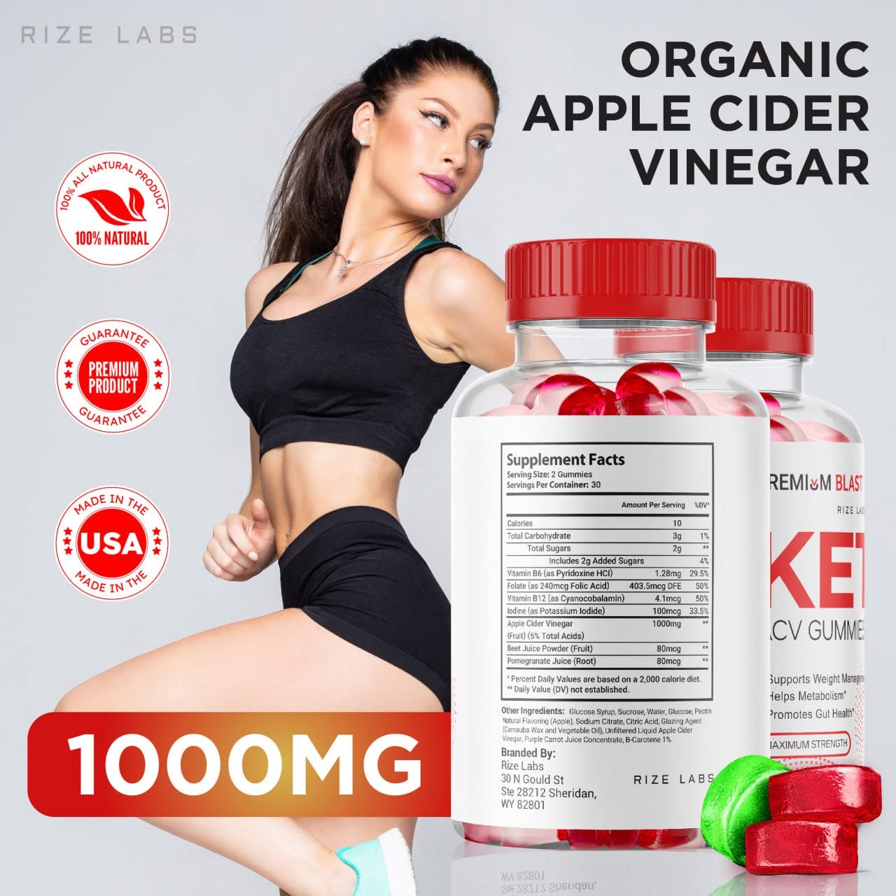 Rize Labs Premium Blast Keto ACV Gummies, 120 Gummies