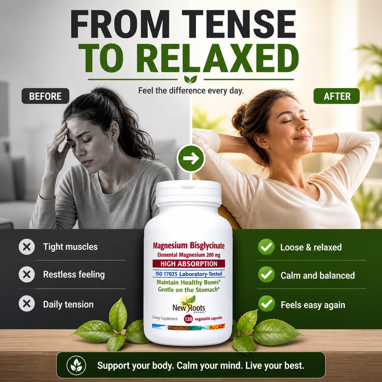 NEW ROOTS HERBAL Magnesium Bisglycinate Capsule 120 Count