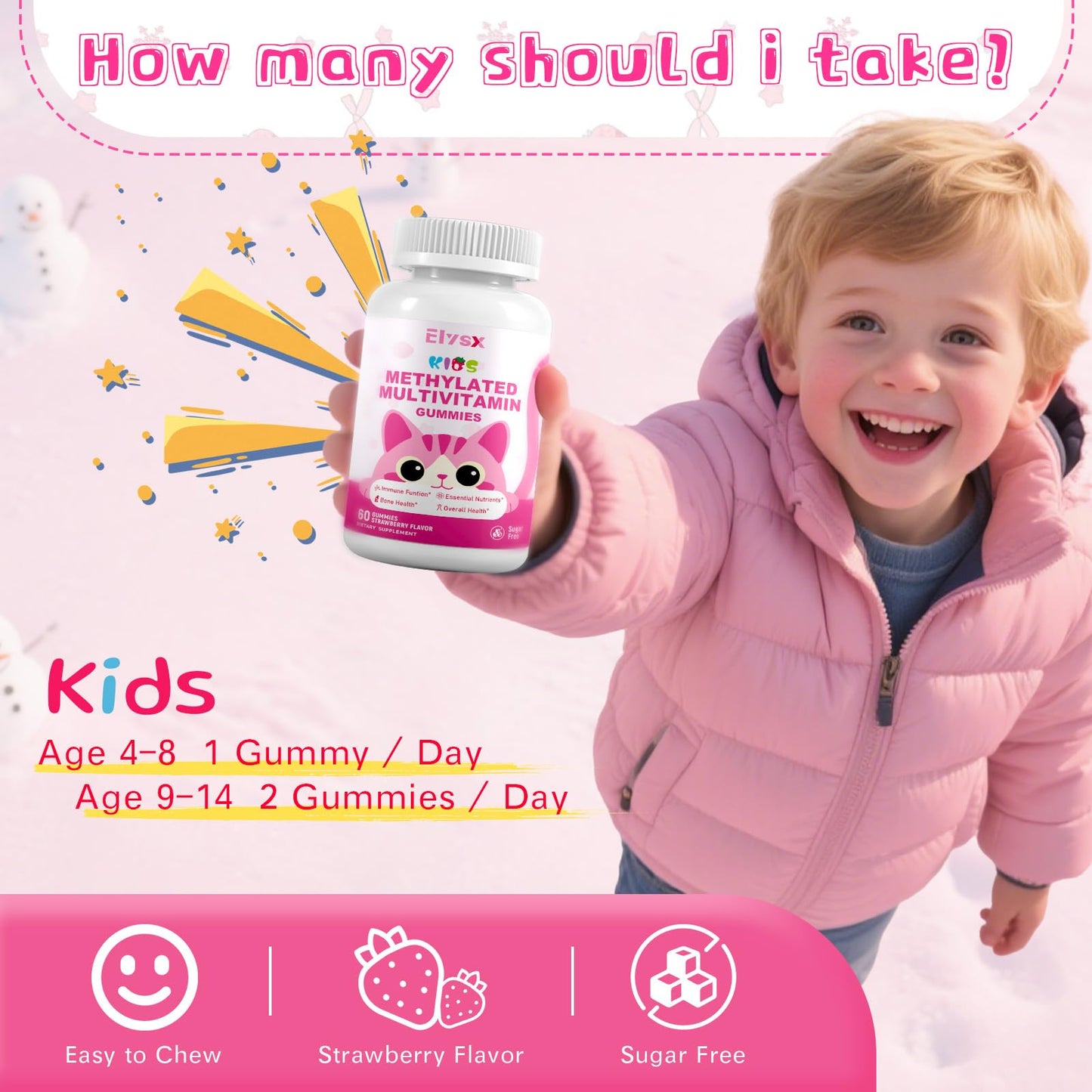 Elysx Kids Methylated Multivitamin Chewable Gummies 60 Count