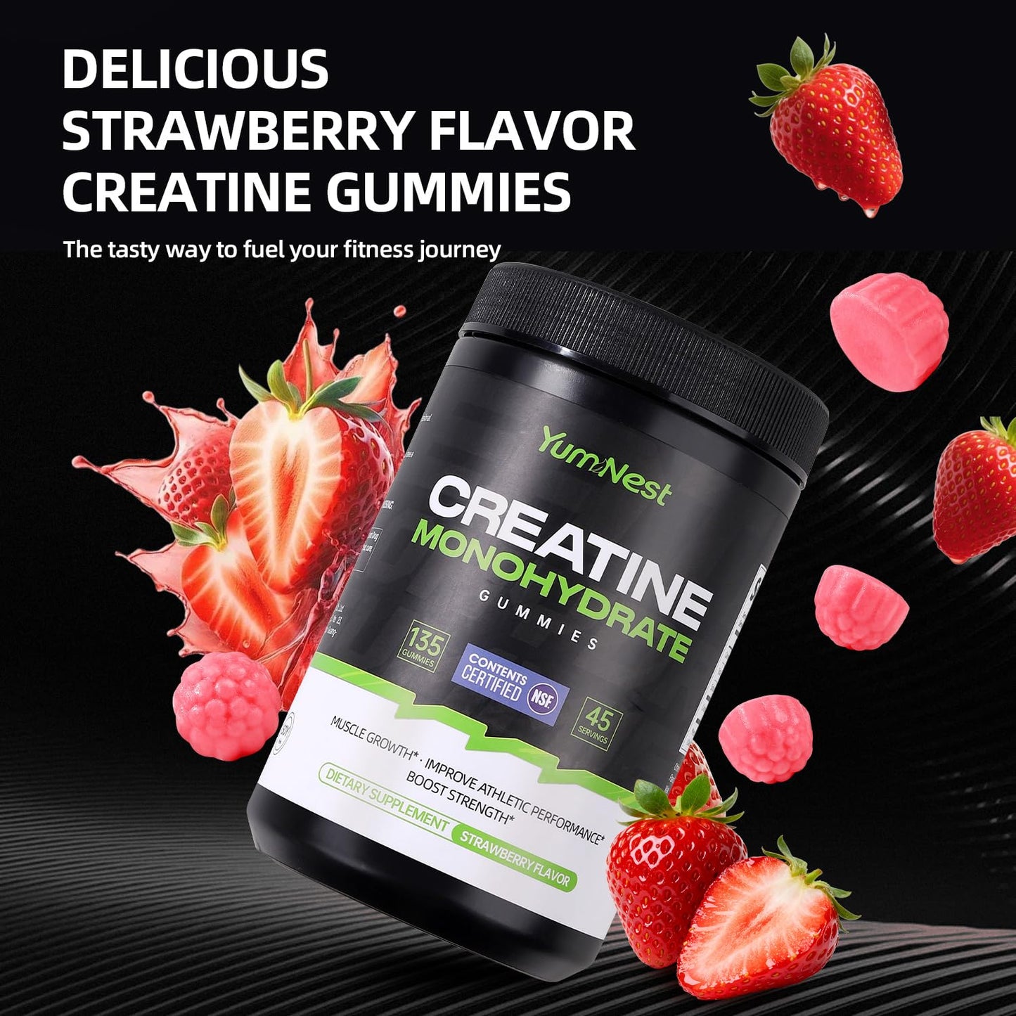 YumNest Creatine Monohydrate Gummies 5000 mg Gummy 135 Count