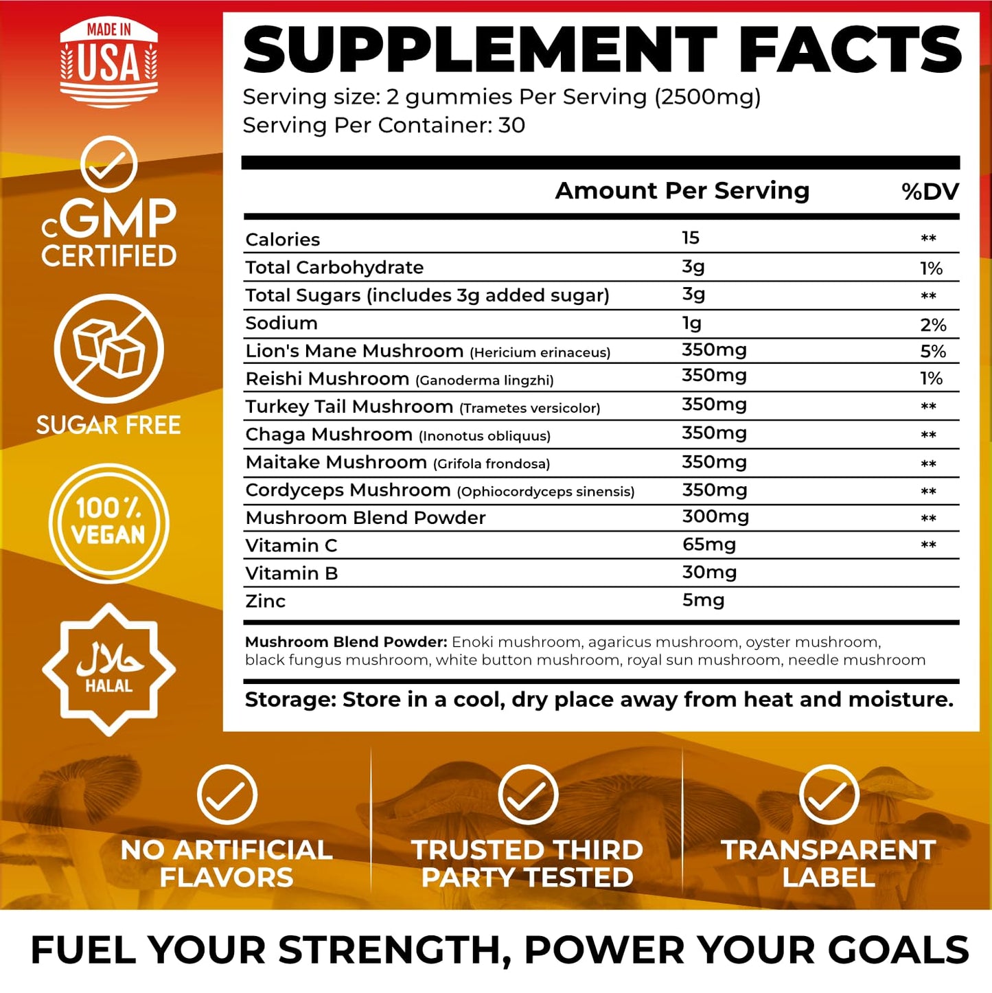 Novure Mushroom Gummies Gummy 2500 MG, 60 Count