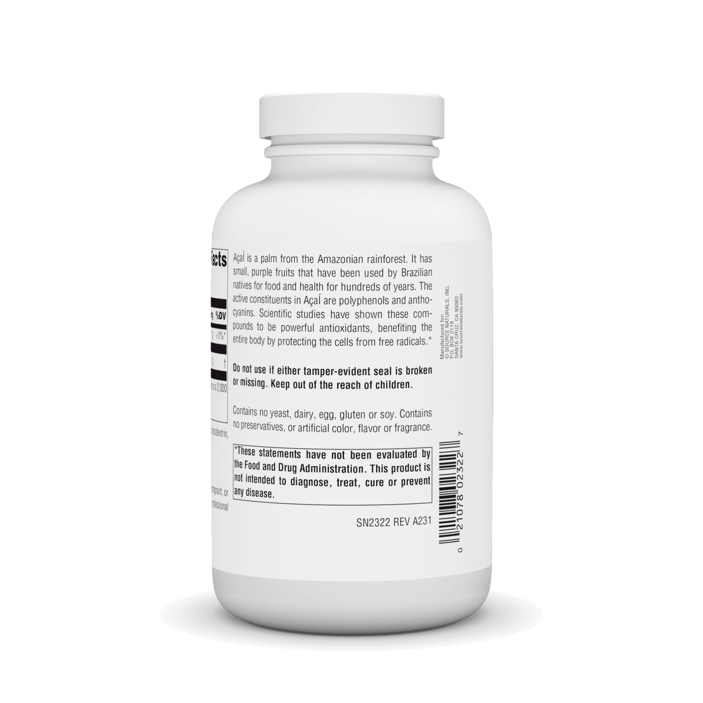 Source Naturals Acai Extract, Superantioxidant from Brazil 240 Vegetarian Capsules