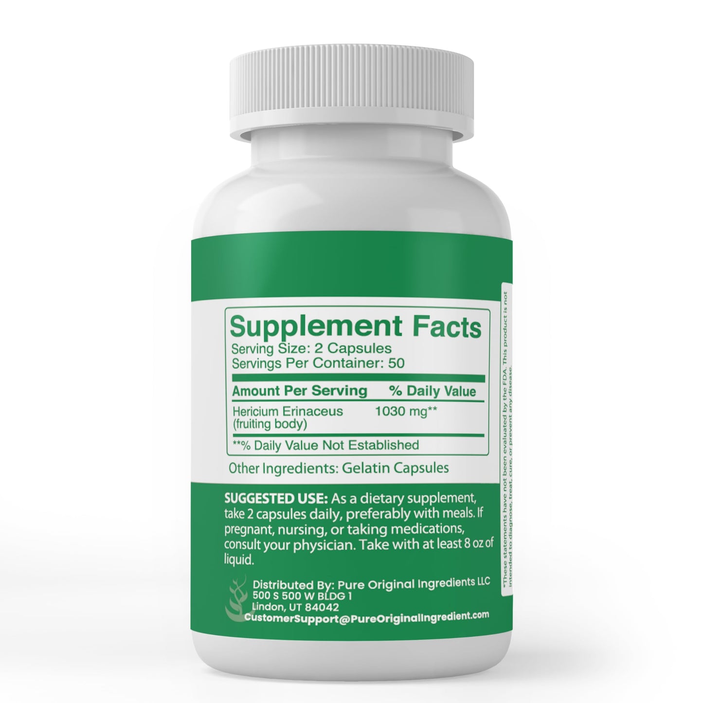 Pure Original Ingredients Lion’s Mane 100 Capsules
