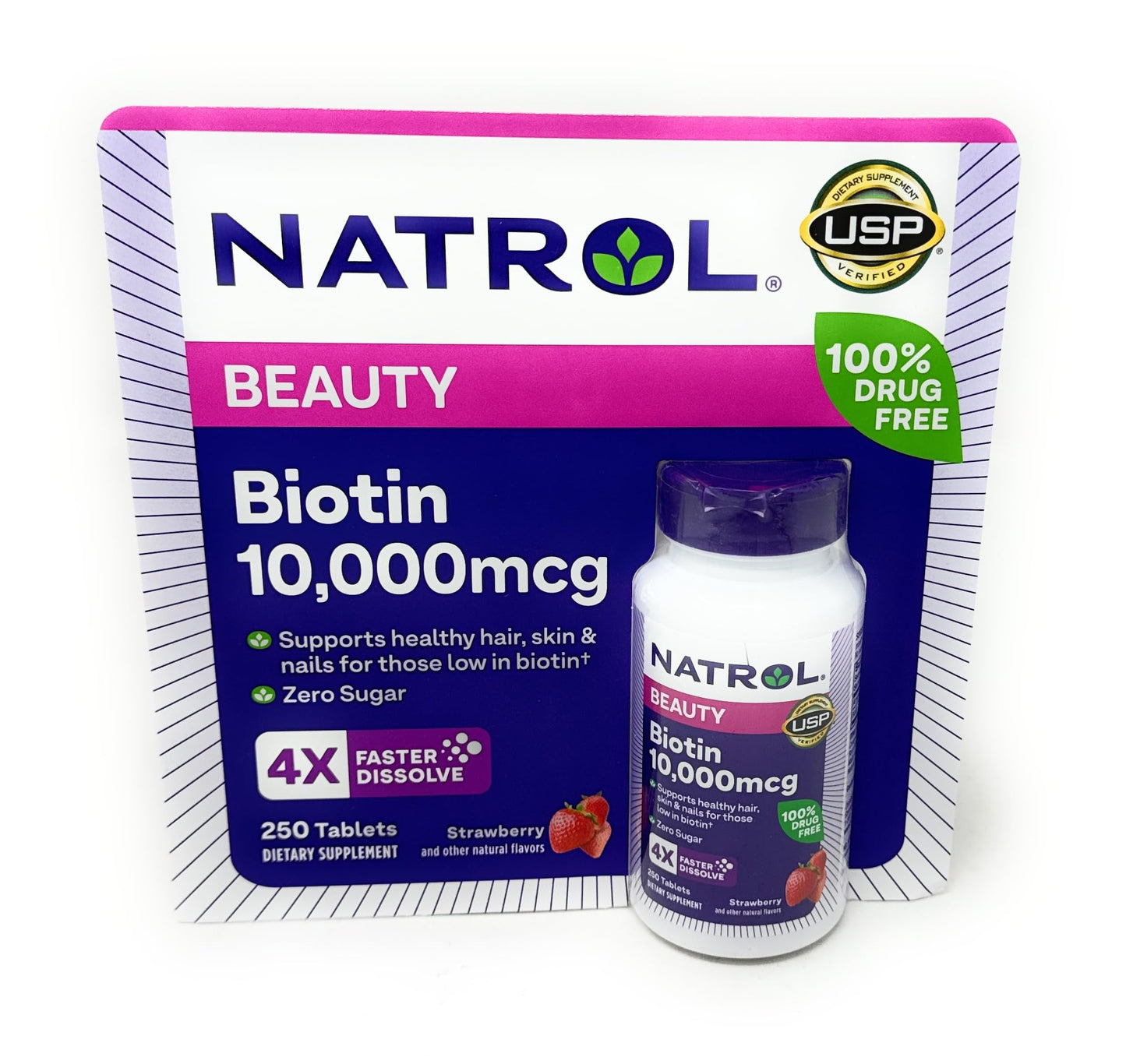 Natrol Biotin 10000 mcg Tablets, 250 Count