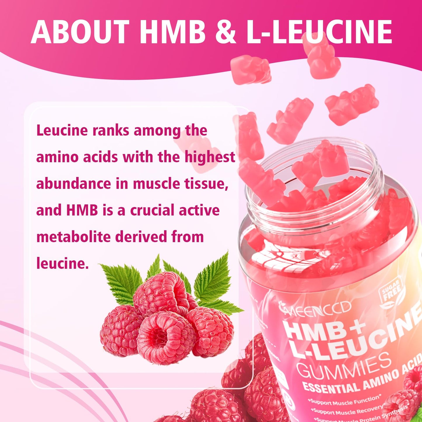 MEENCCD HMB and L-Leucine Gummies 120 Count