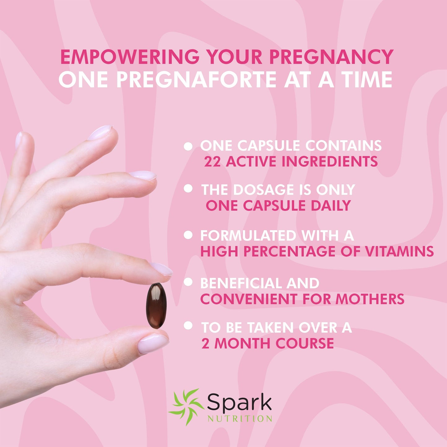 Spark Nutrition Pregnaforte 1 a day Prenatal vitamins for women Softgel, 60 Count