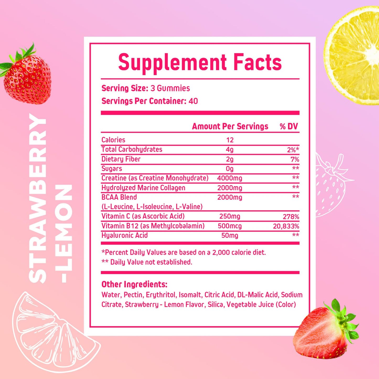 Bageto Creatine Monohydrate Gummies, 120 Count