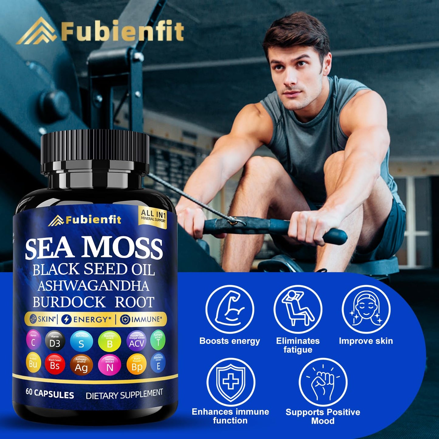 Fubienfit Organic Sea Moss Capsules 60 Count