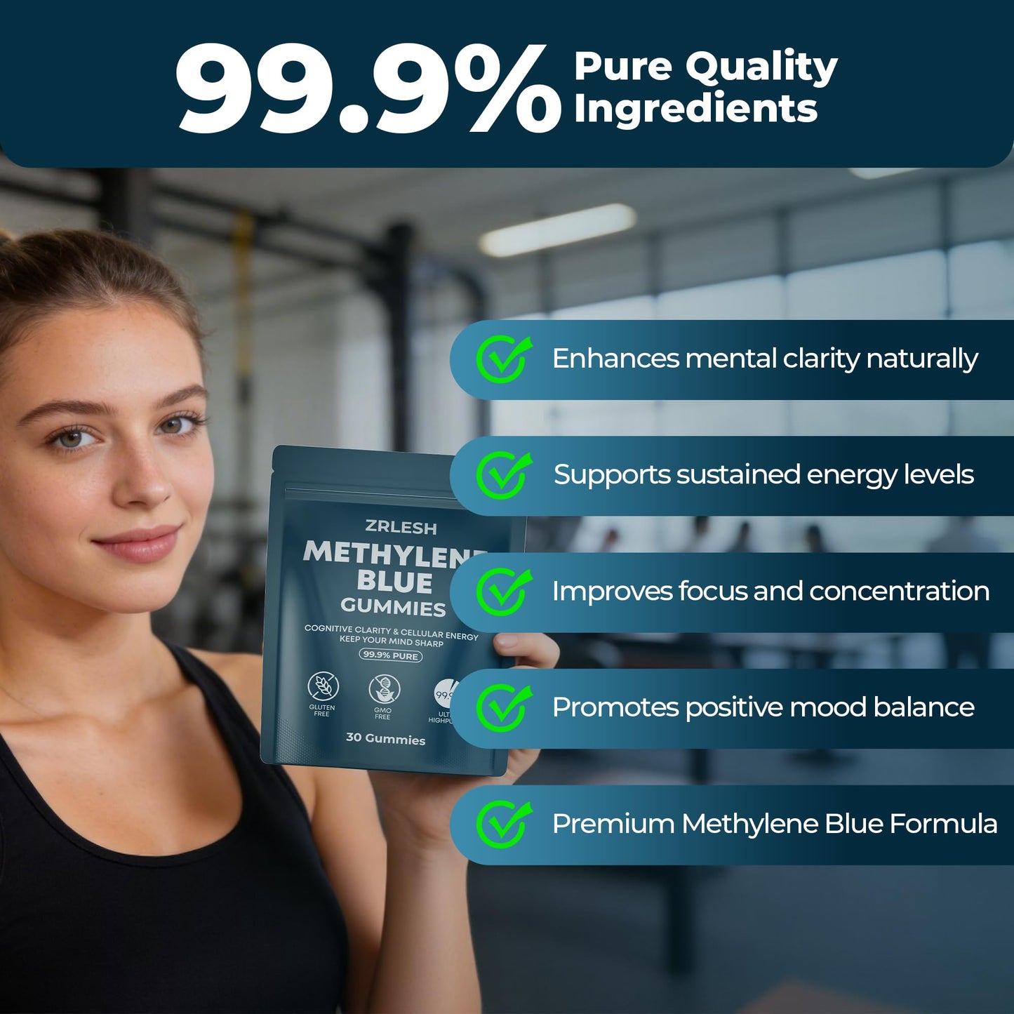 ZRLESH Methylene Blue Gummies, 7 mg per gummy, 30 Gummies