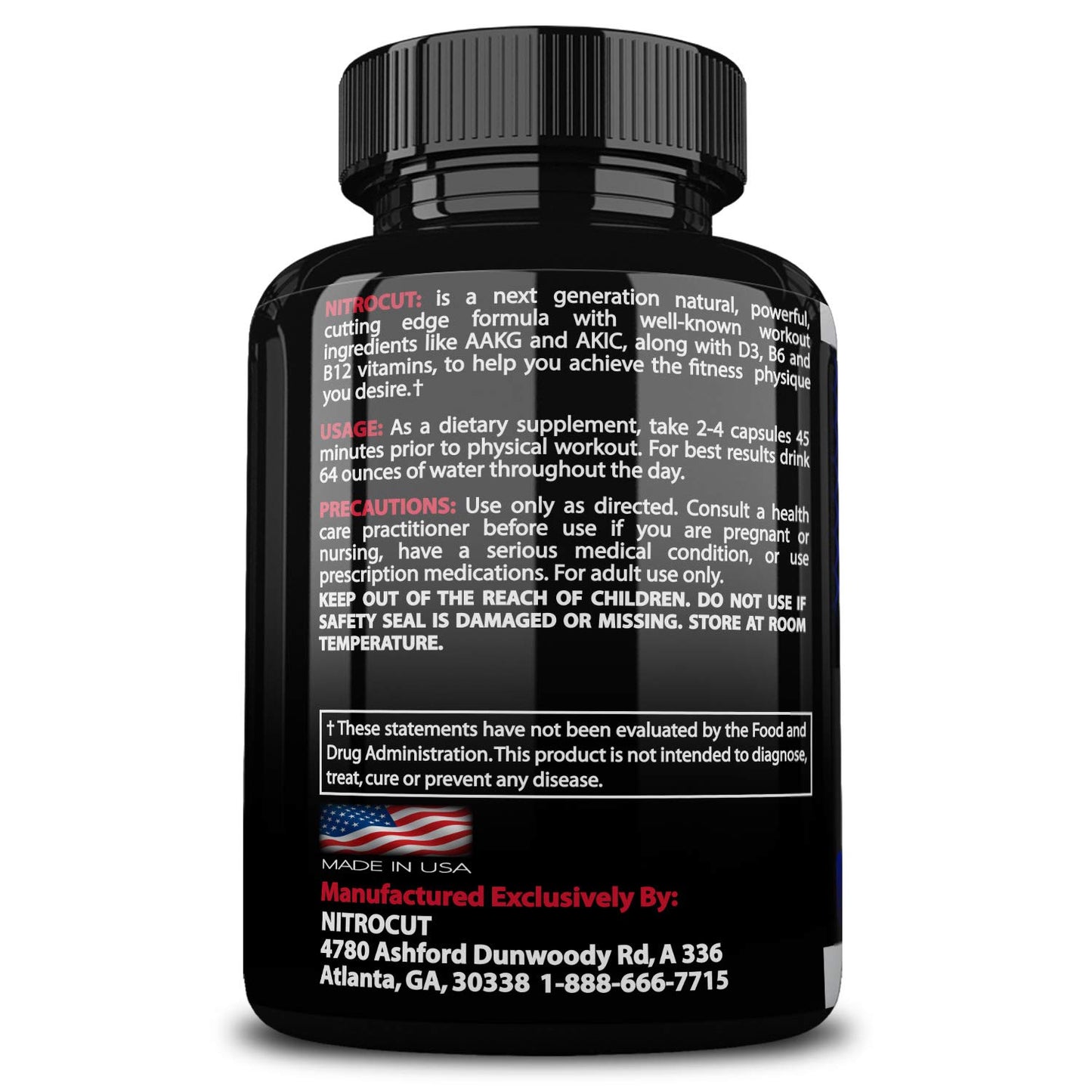 NITROCUT Pre Workout Supplement Capsules, 120 Count