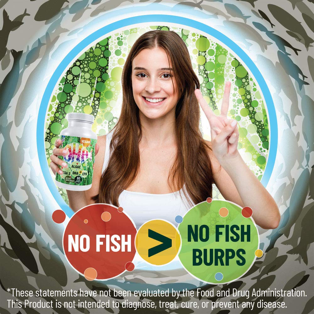 Hippie Farms Vegan Omega-3 Algae Oil with DHA EPA Capsules, 60 Count