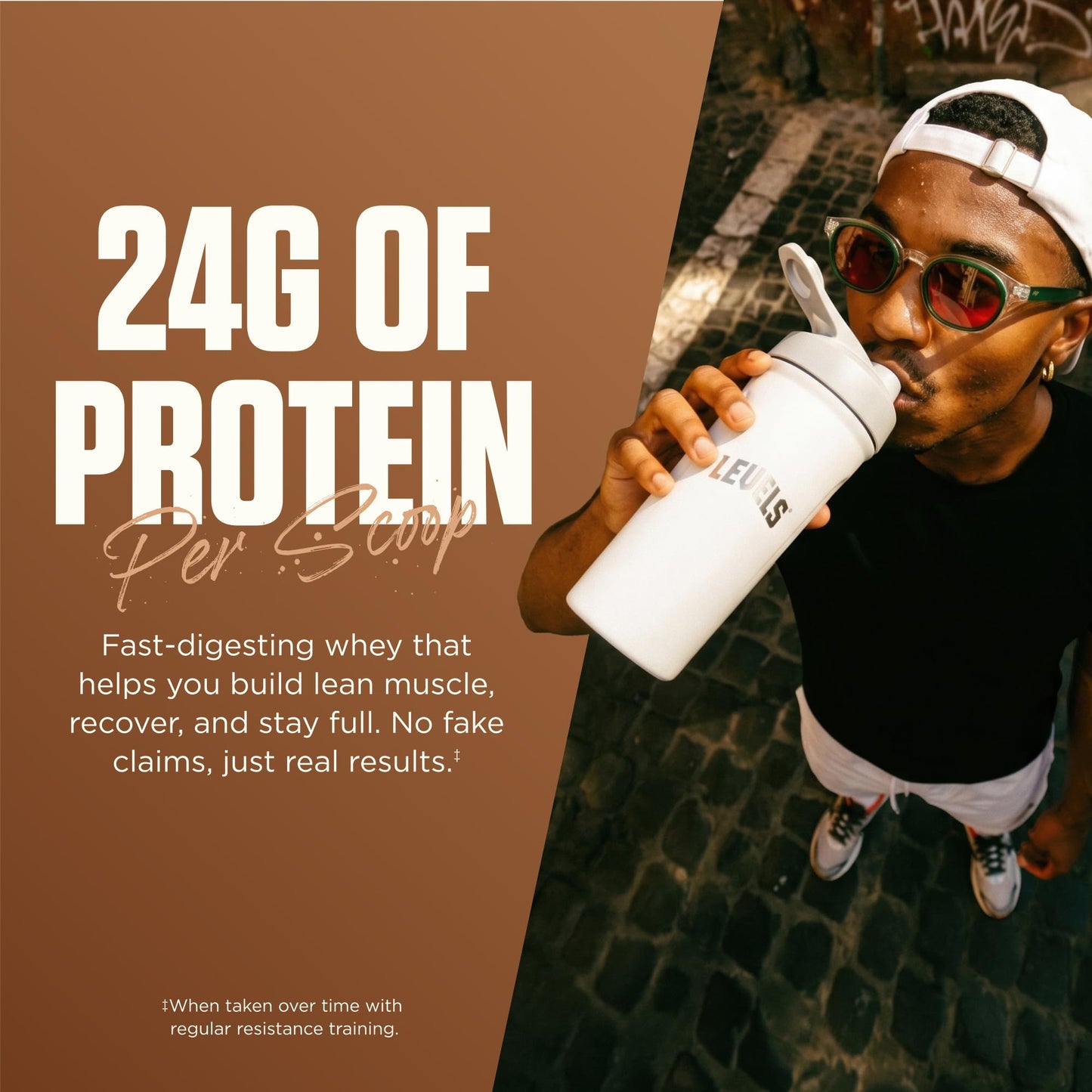Levels Whey Protein Powder, Pure Chocolate, No Artificial Ingredients, 2 lb, 32 Servings