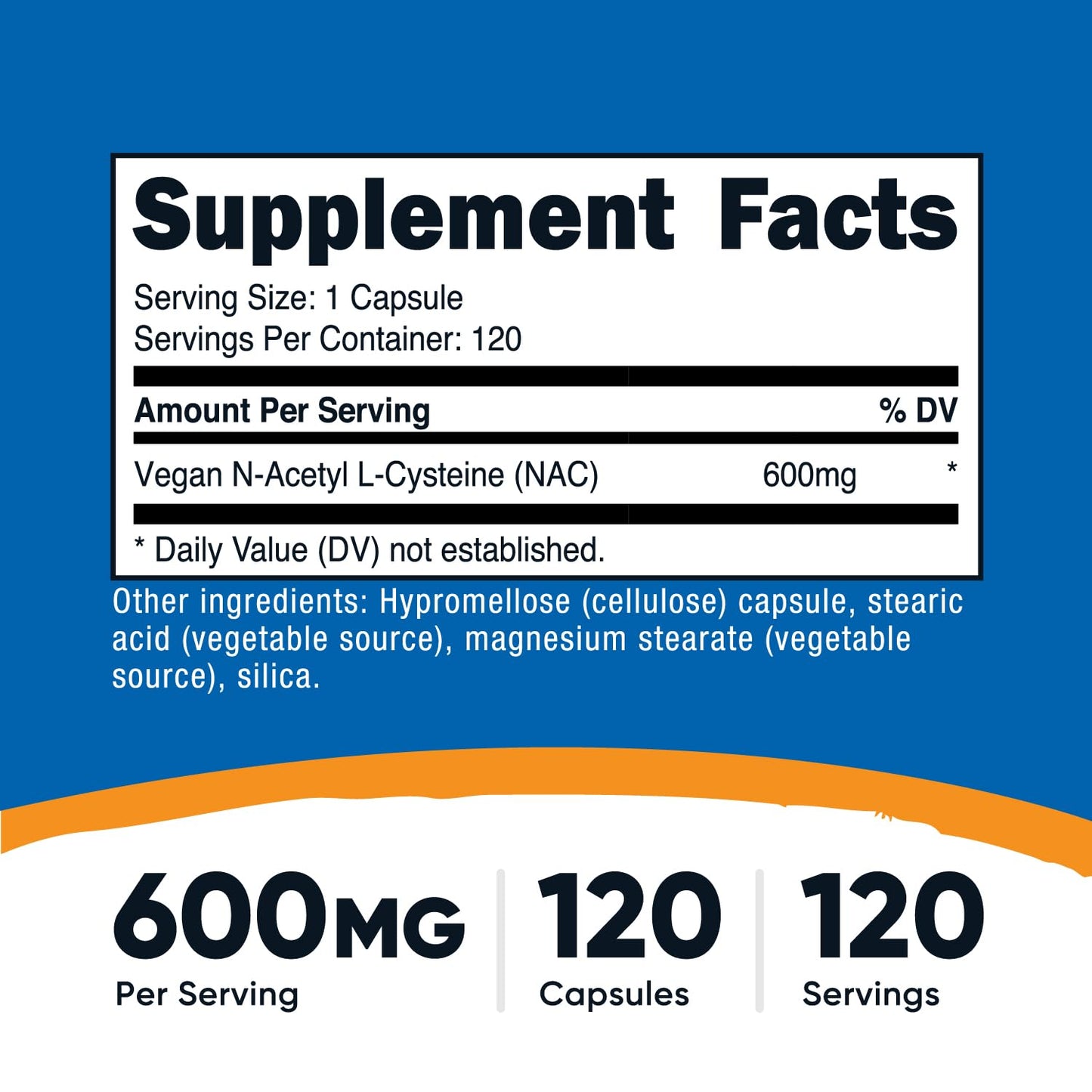 Nutricost N-Acetyl L-Cysteine (NAC) 600mg, 120 Capsules