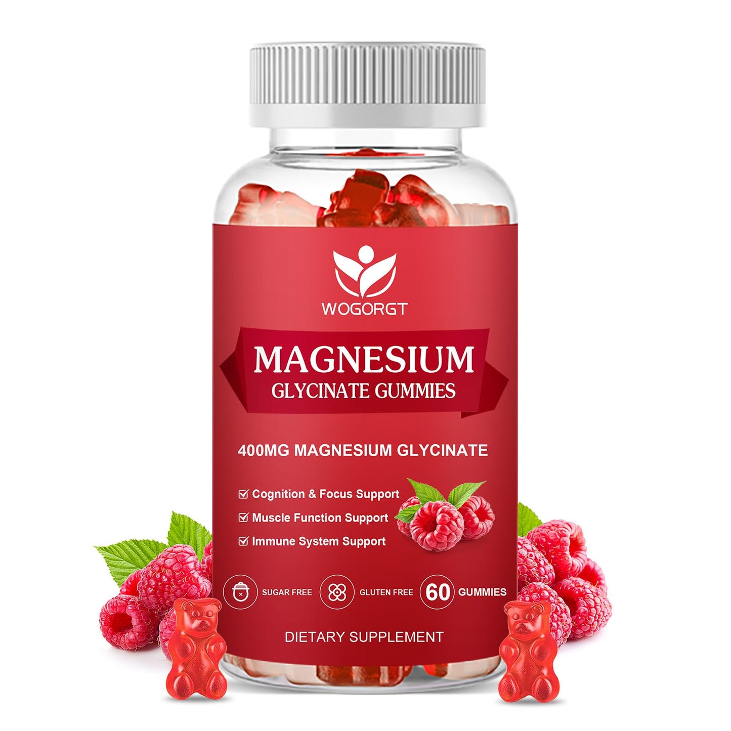 WOGORGT Magnesium Glycinate Gummies 60 Count