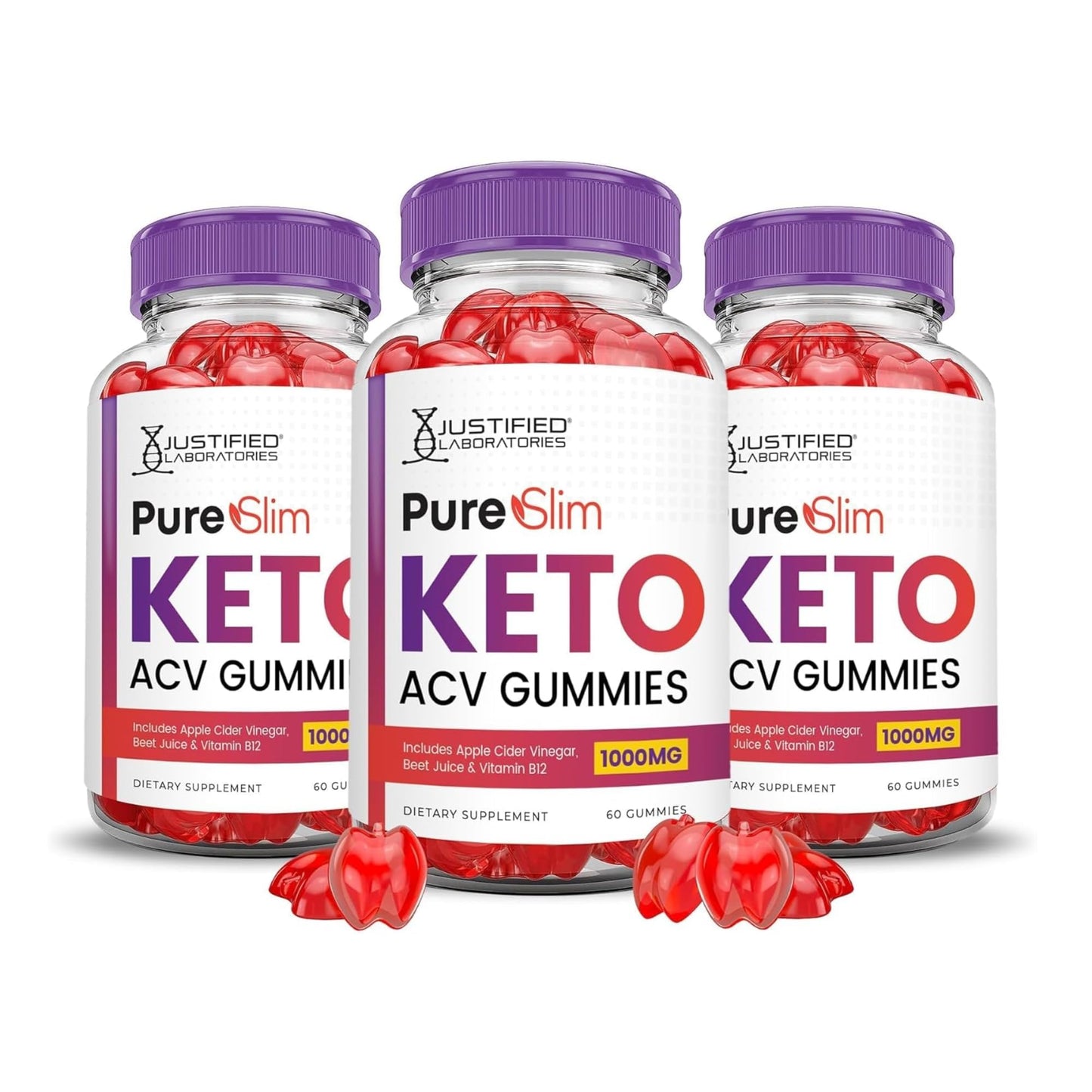 Justified Laboratories Pure Slim Keto ACV Gummies, 180 Gummies