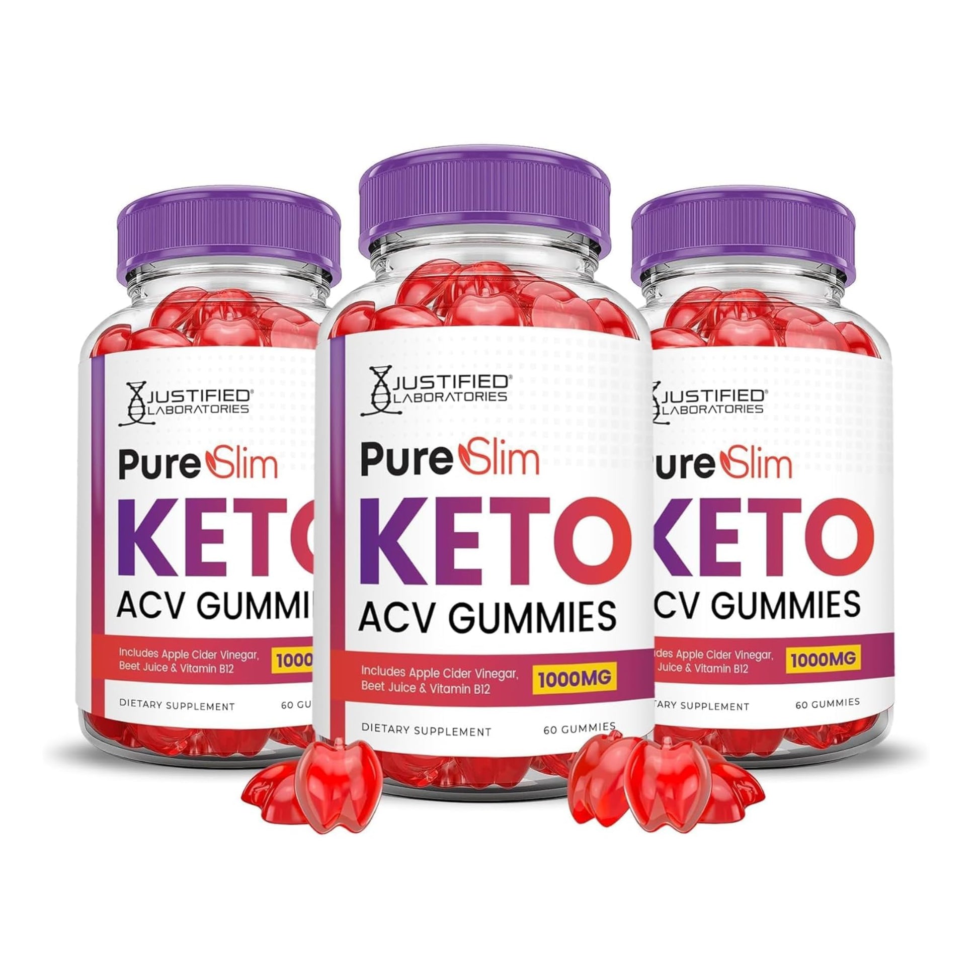 Justified Laboratories Pure Slim Keto ACV Gummies, 180 Gummies