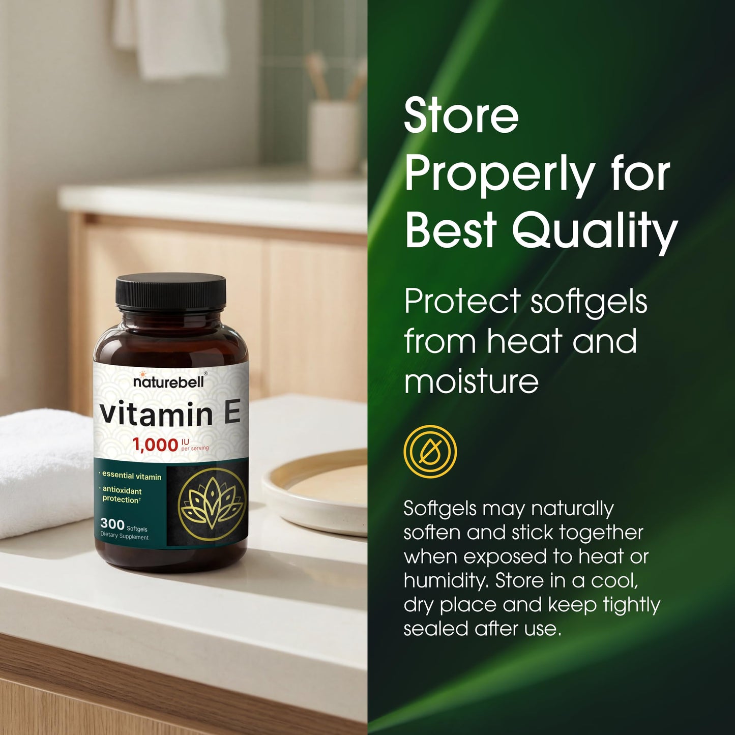 NatureBell Vitamin E 1,000 IU Softgels, 300 Softgels