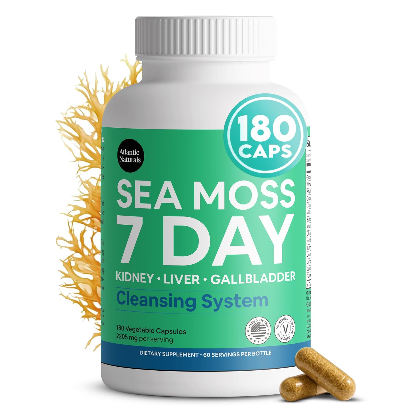 Atlantic Naturals Sea Moss Capsules, 180 Count