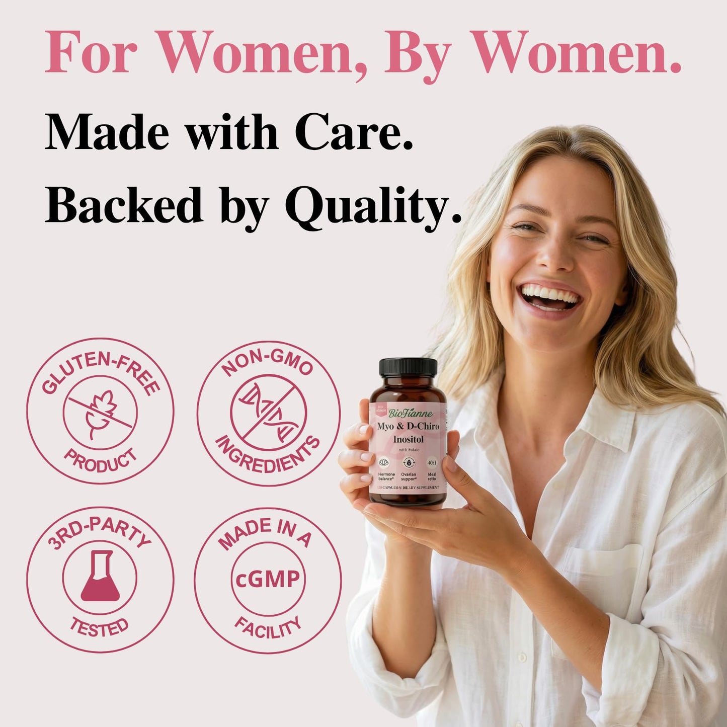 BioFianne Myo-Inositol & D-Chiro Inositol Supplement for Women, 40:1 Ratio Ideal Capsule, 120 Count