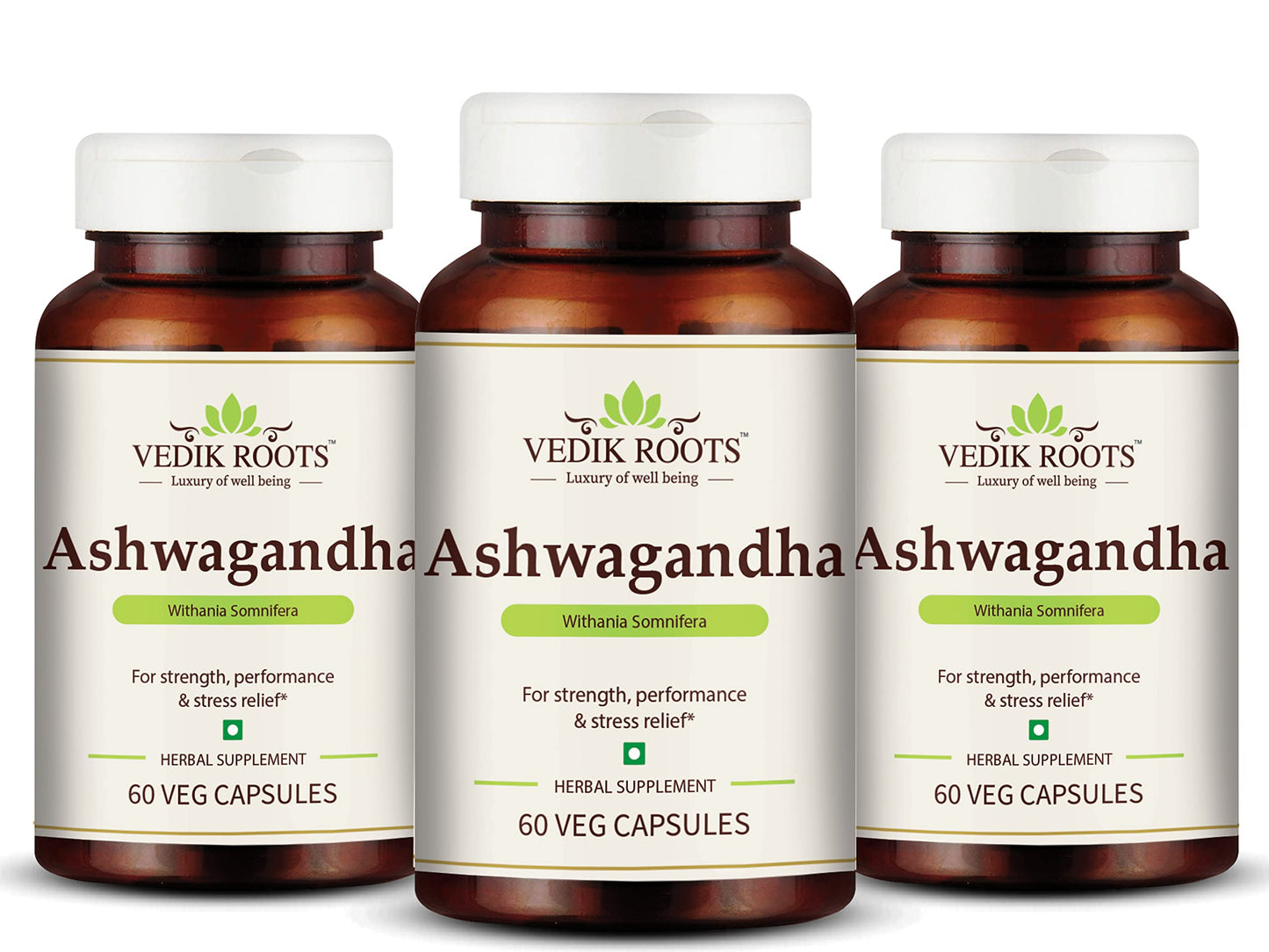 VEDIKROOTS Ashwagandha Capsules for Strength, Performance and Stress Relief, 1 Capsule
