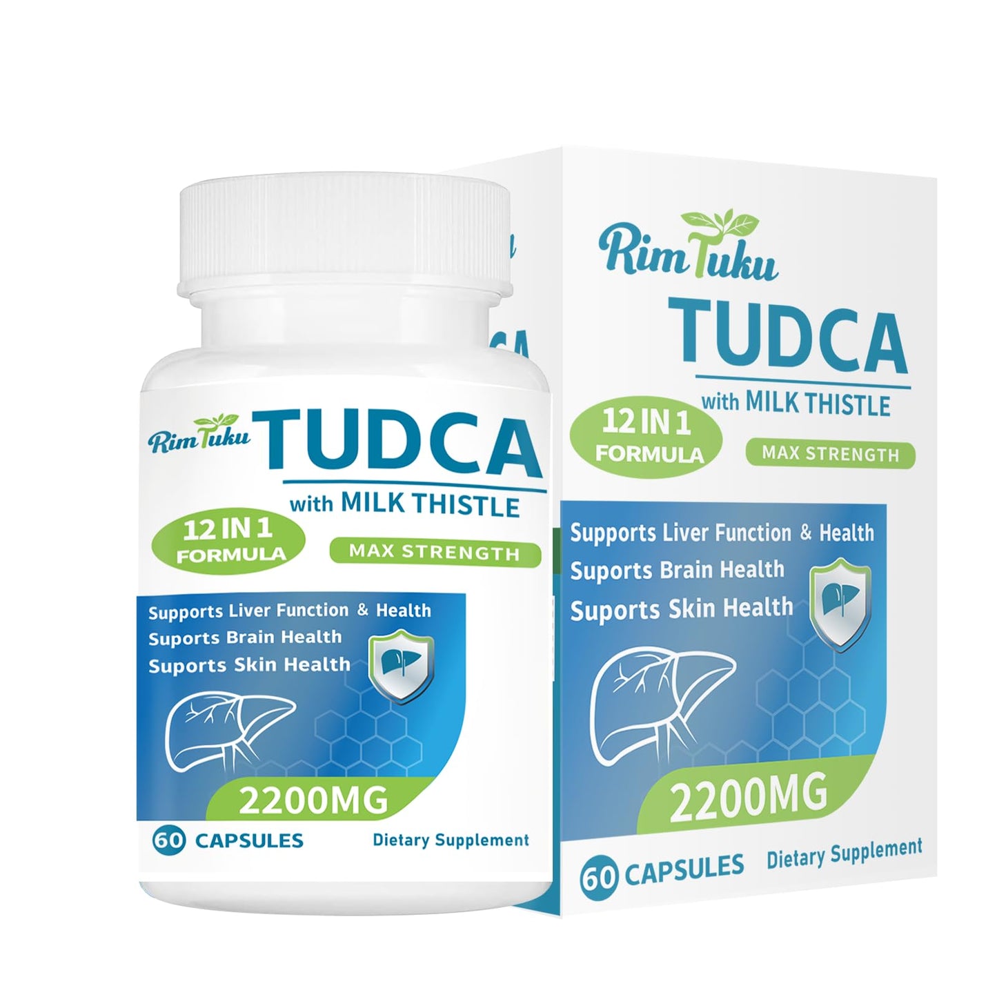 RimTuku 2200MG TUDCA Supplement with Milk Thistle 12-in-1 Formula Liver Support, 60 Capsules