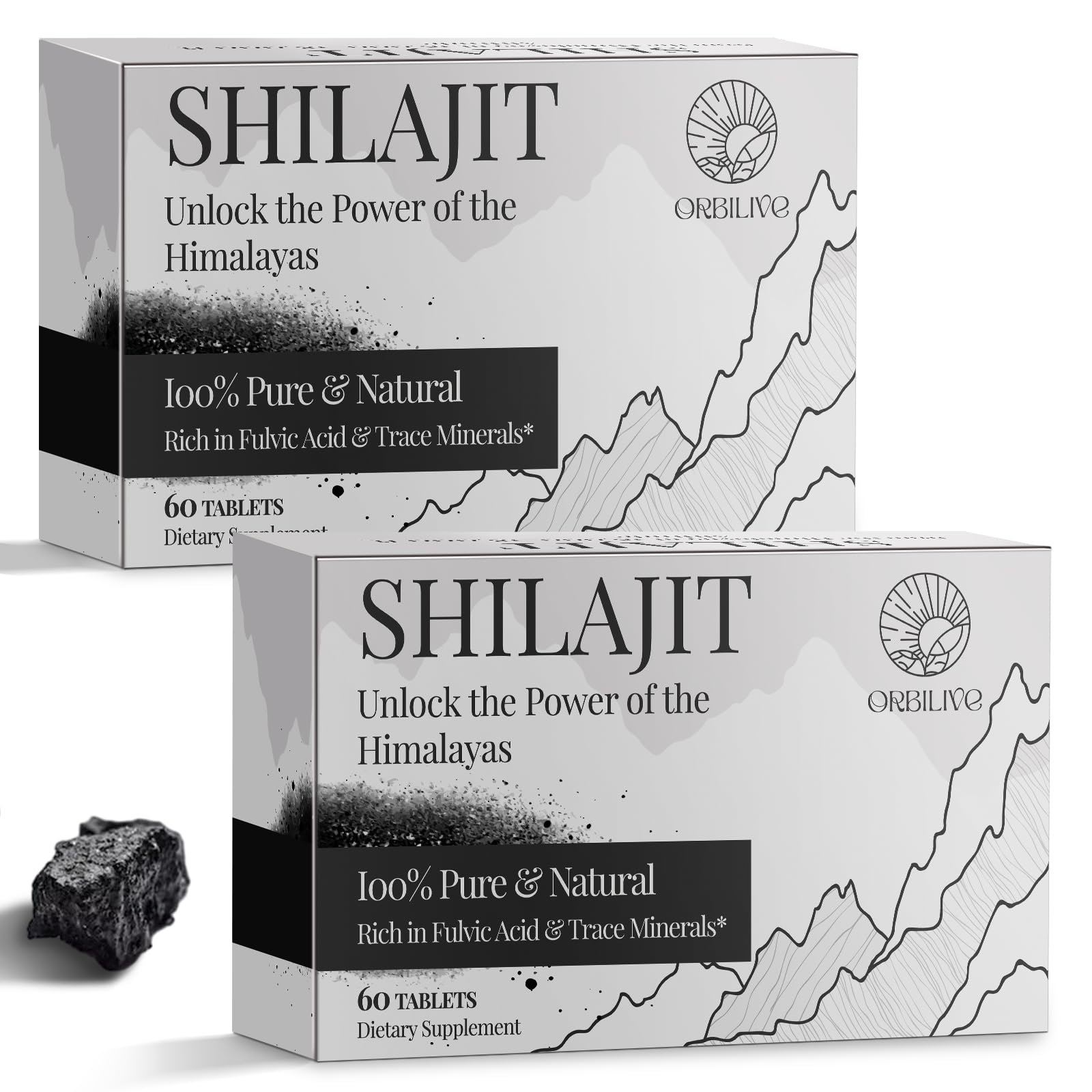ORBILIVE Shilajit 1000 mg Tablets, 120 Count